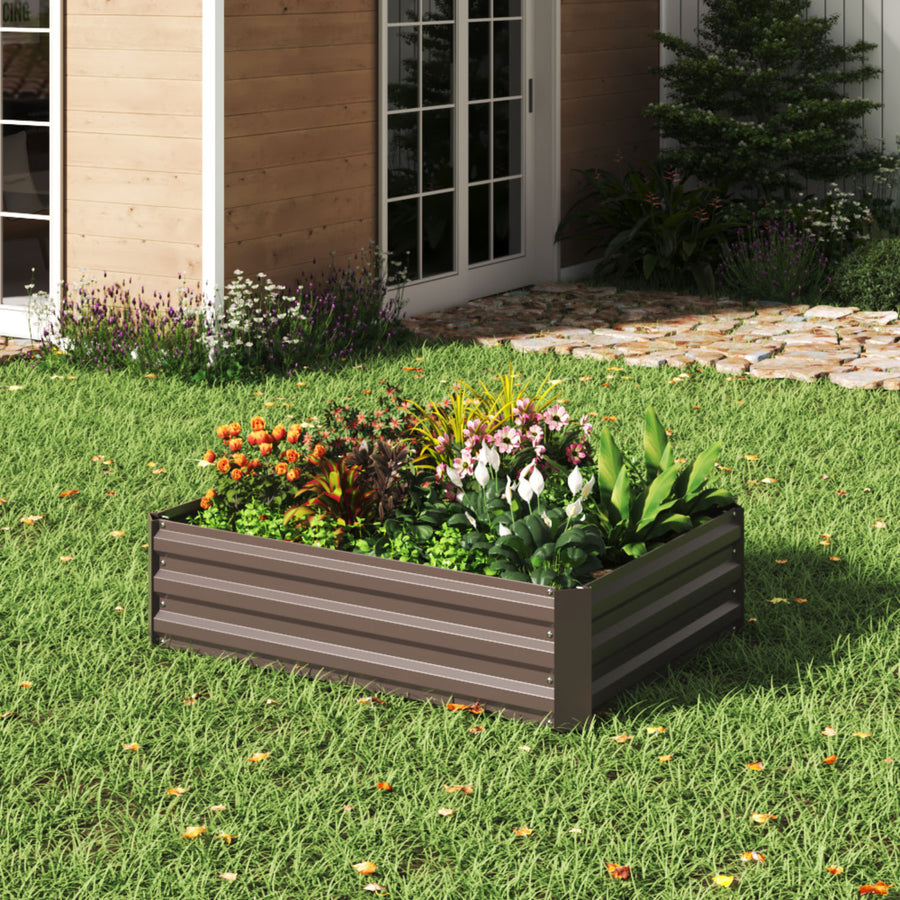Rectangular Raised Brown Galvanized Steel Garden Bed (60cm x 100cm)