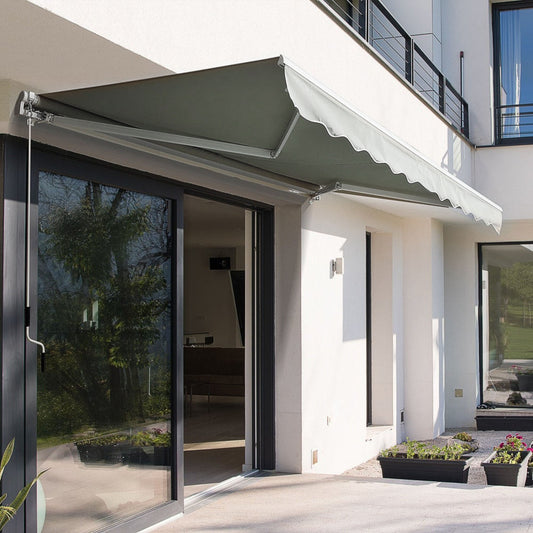 Retractable Grey Manual Patio Awning 2m x 1.5m