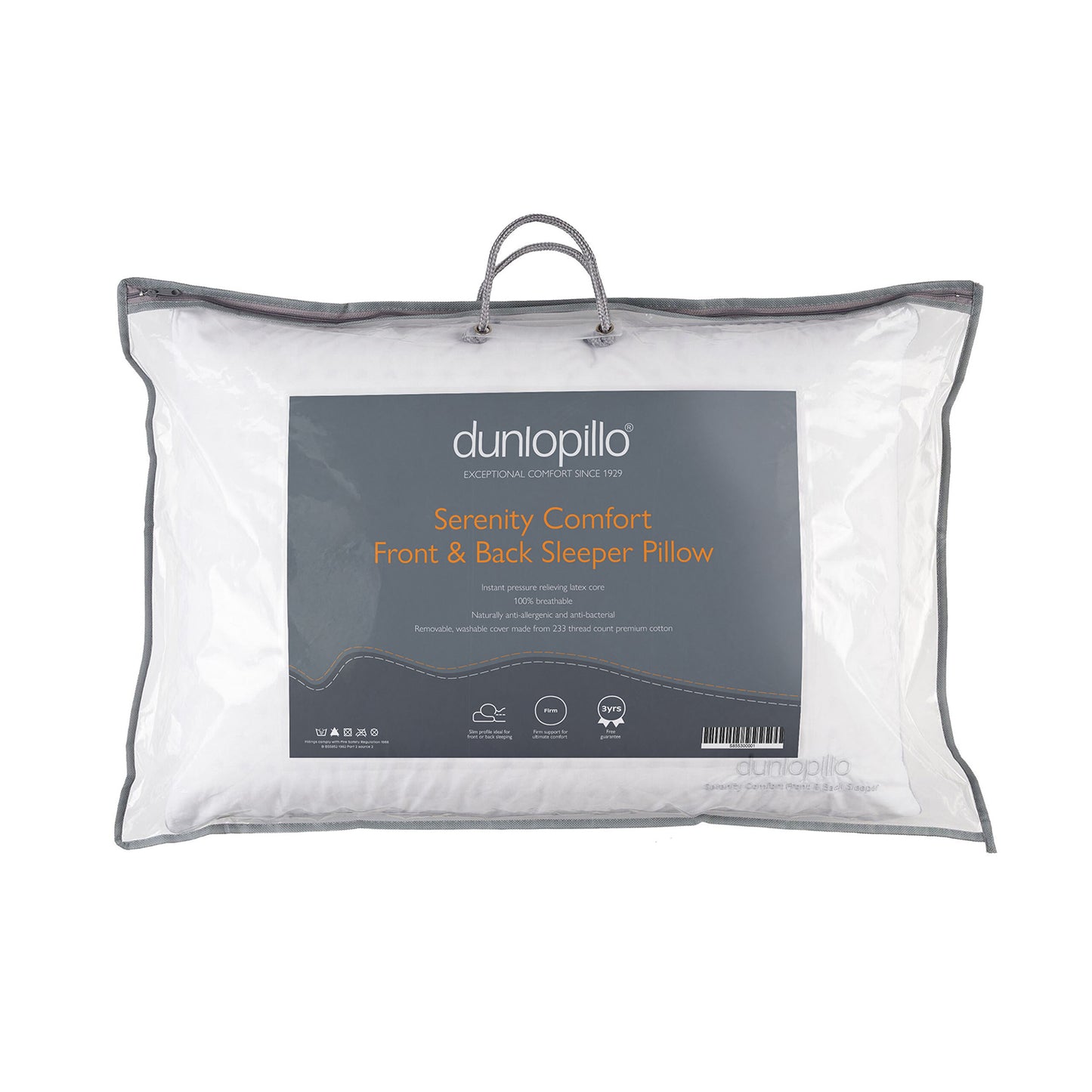 Dunlopillo Serenity Deluxe Slim Profile Latex Pillow - Medium Support