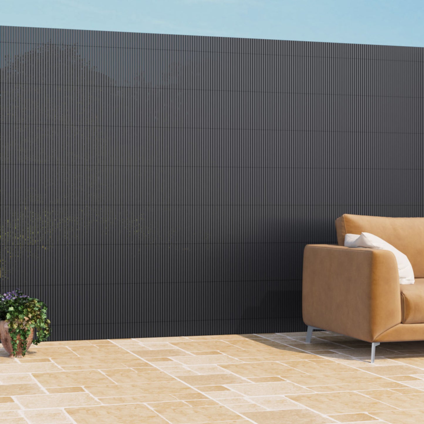 PVC Fence Sun Blocked Screen Panels Dark Grey 300cm x 200cm