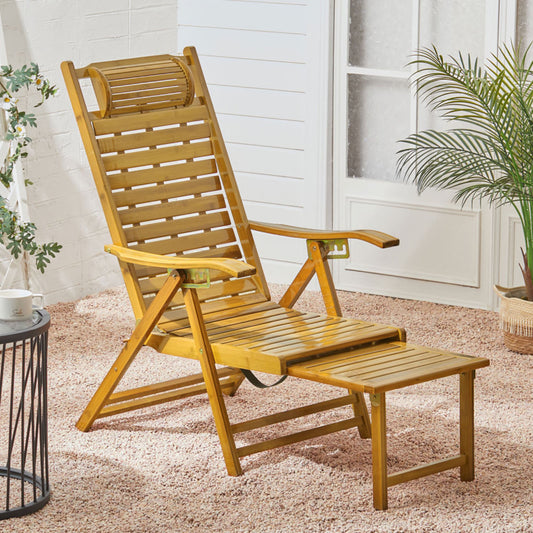 Natural Bamboo Foldable Recliner Lounge Chair