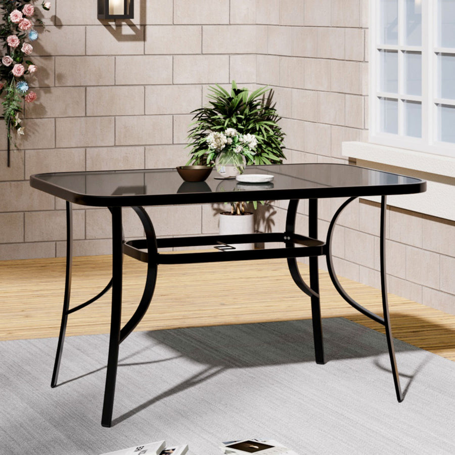 4 Seater Rectangular Garden Table With Glass Top