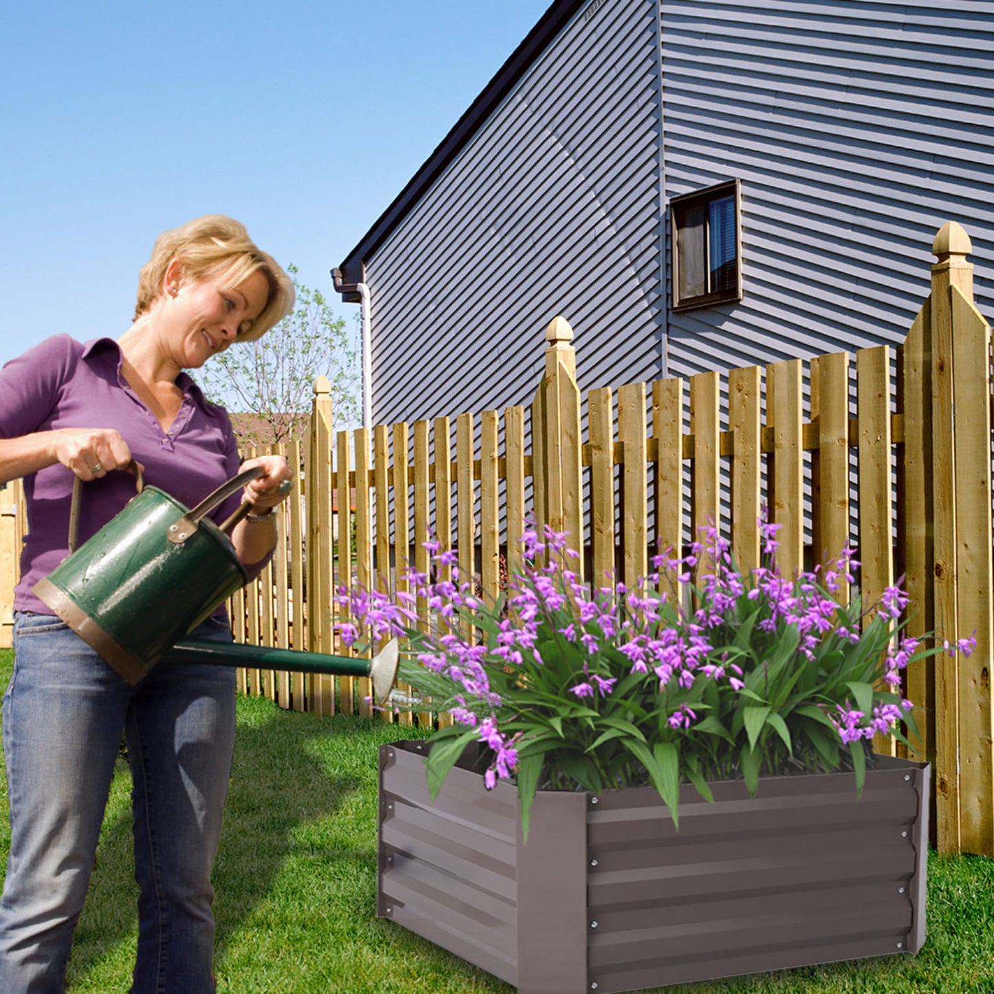 Rectangular Raised Brown Galvanized Steel Garden Bed (60cm x 100cm)