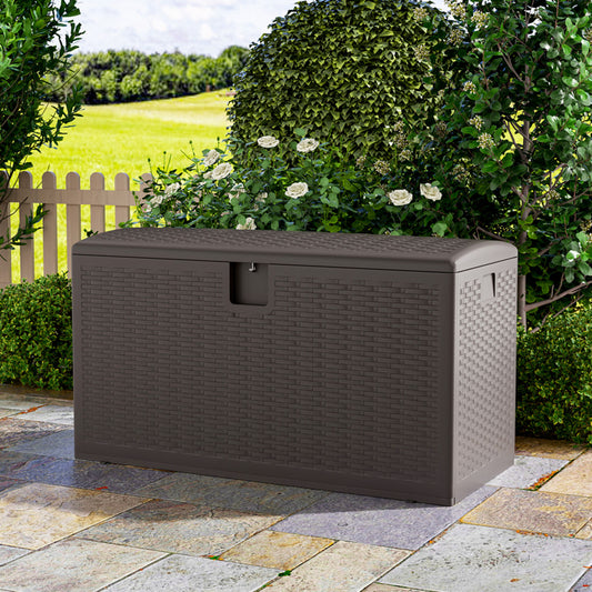 Brown Textured 375L Rattan Garden Box