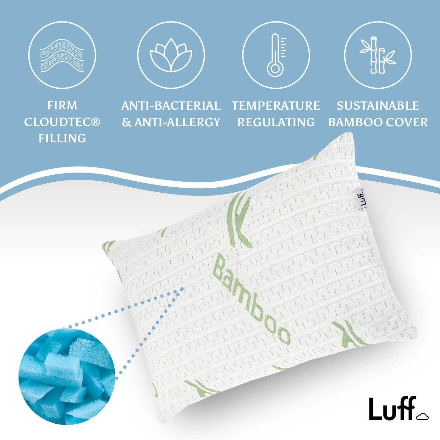 Luff Cambridge Firm Bamboo Pillow