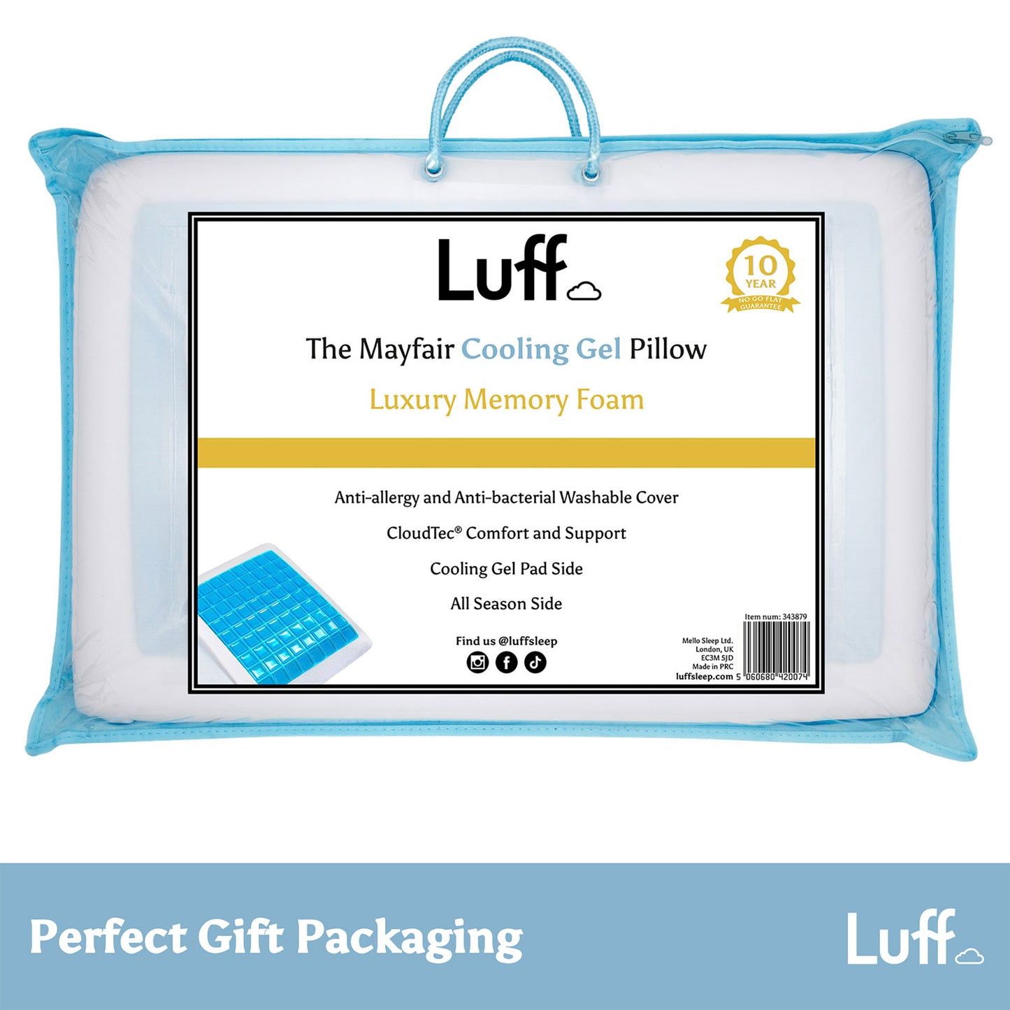 Luff Mayfair Cooling Gel Bamboo Pillow