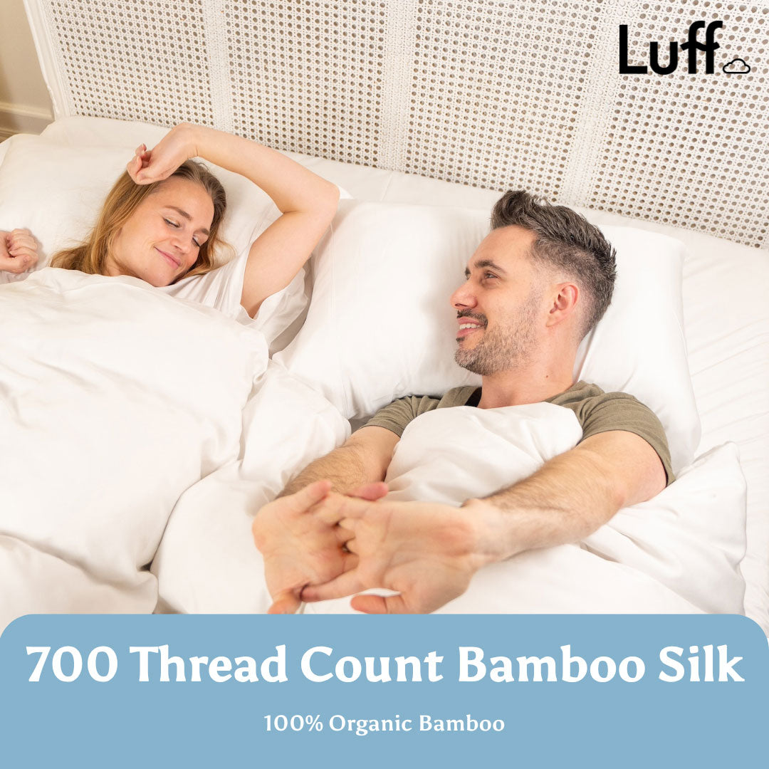 Luff White Organic Bamboo Silk 700TC Duvet Set