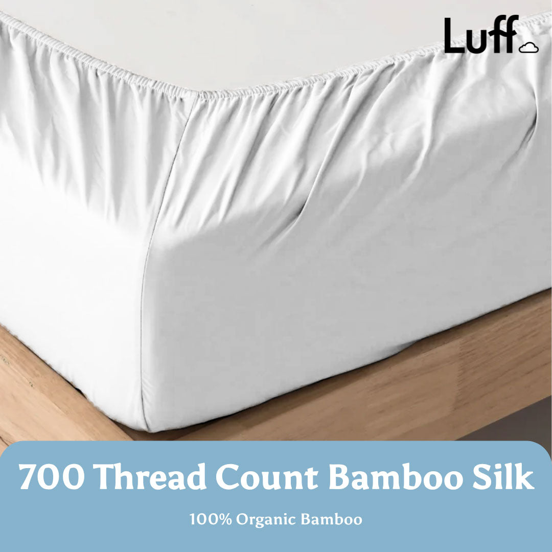 Luff White Organic Bamboo Silk 700TC Deep Fitted Sheet