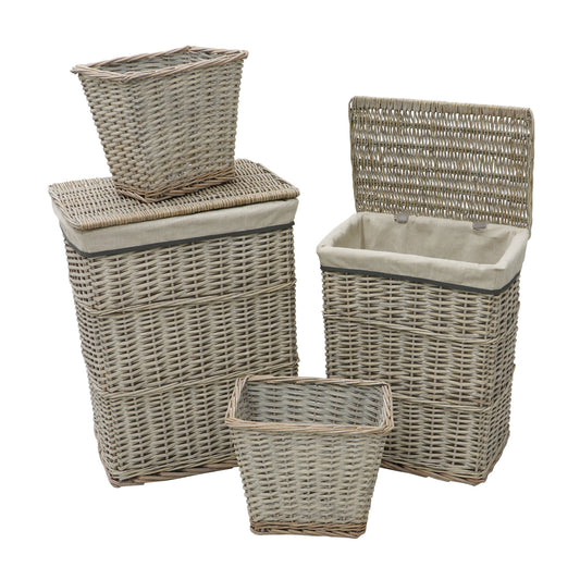 Arianna Antique Wash Rectangle Willow Laundry Baskets and Bins Set