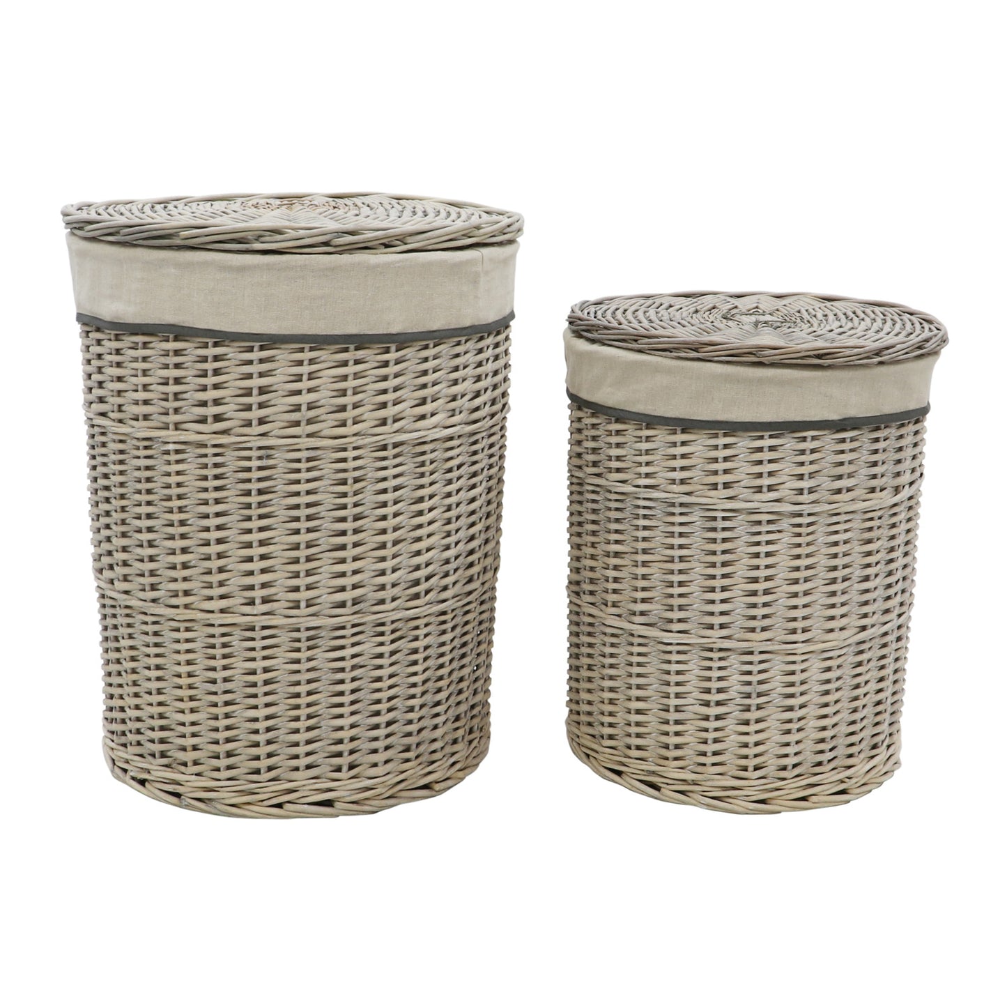 Arianna Antique Wash Round Willow Laundry Baskets and Bins Set