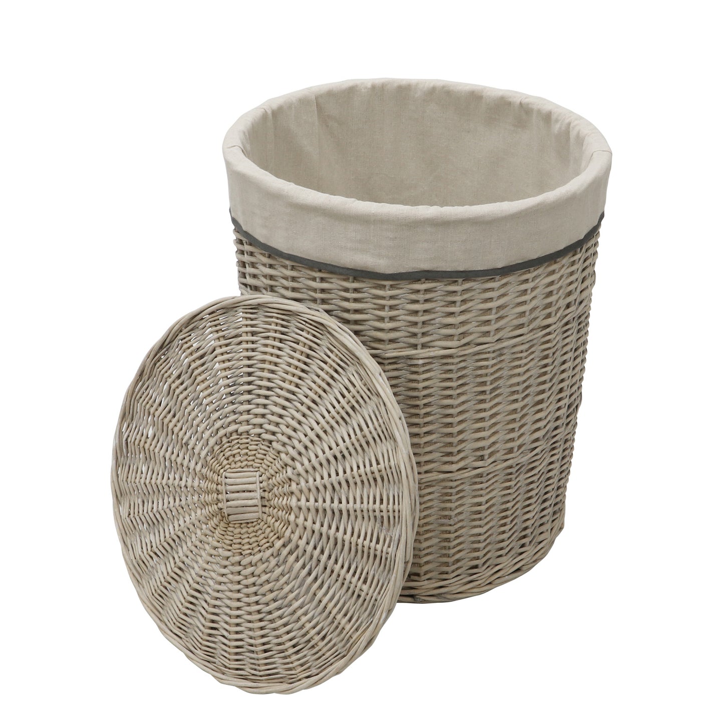 Arianna Antique Wash Round Willow Laundry Baskets and Bins Set