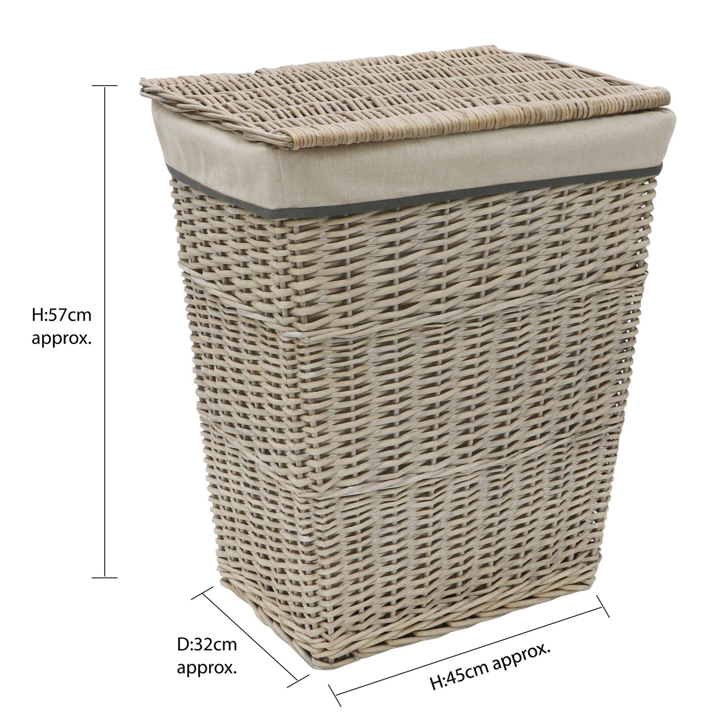 Arianna Antique Wash Rectangular Willow Laundry Basket
