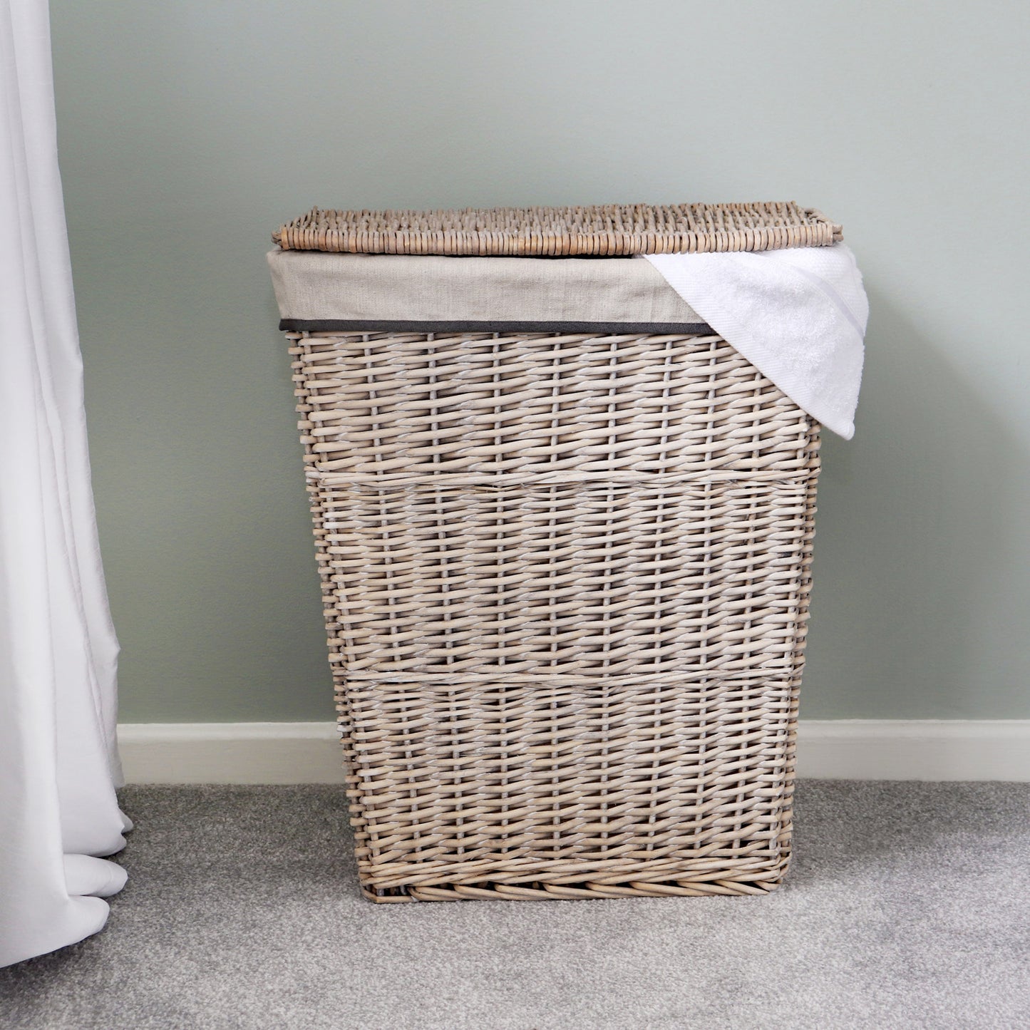 Arianna Antique Wash Rectangular Willow Laundry Basket