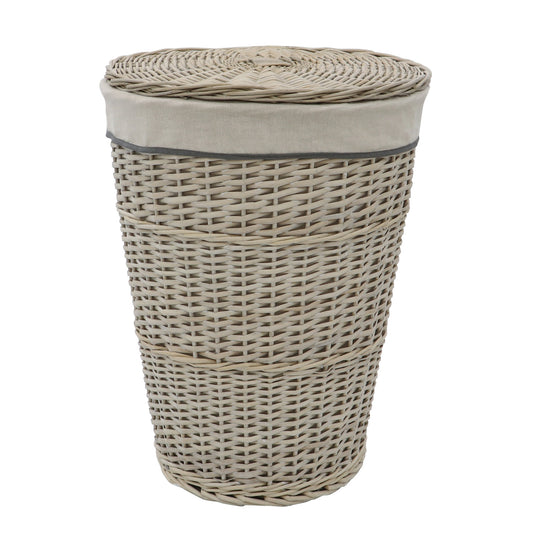 Arianna Antique Wash Round Willow Laundry Basket