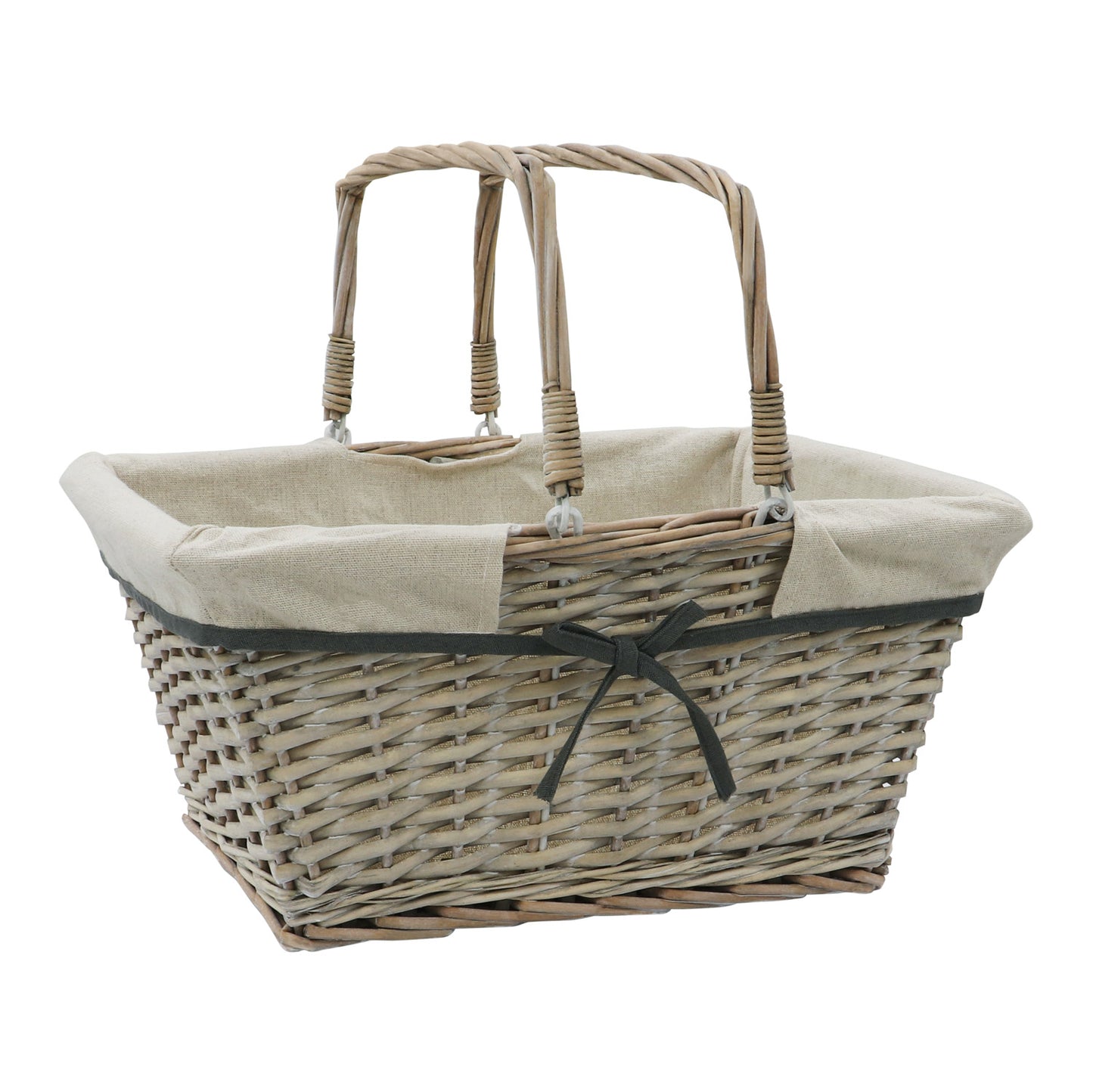 Arianna Antique Wash Rectangular Willow Shopping Basket - Large