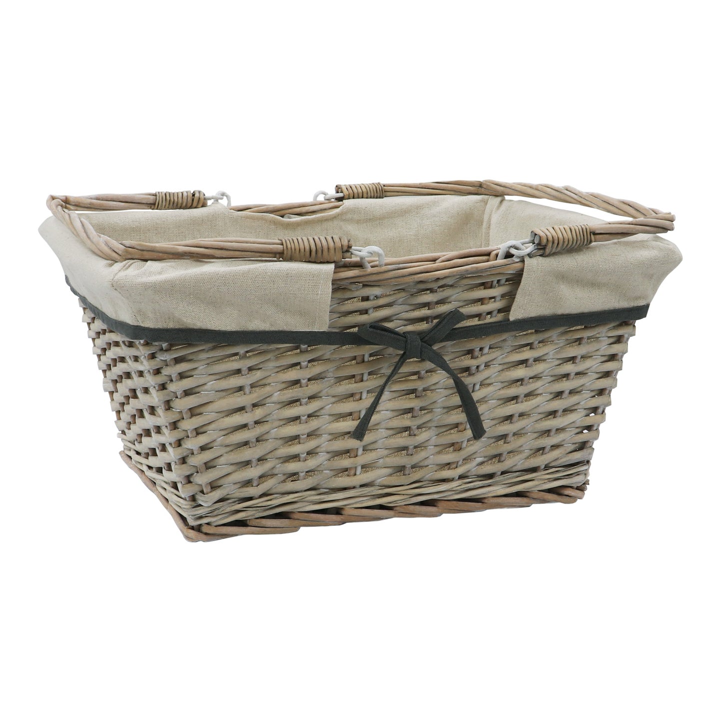 Arianna Antique Wash Rectangular Willow Shopping Basket - Large