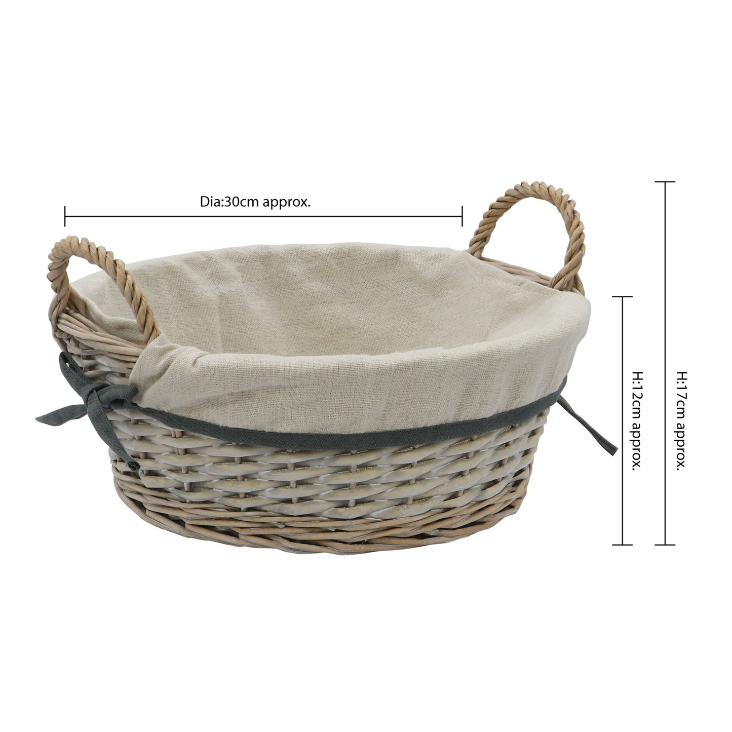 Arianna Antique Wash Round Willow Storage Basket