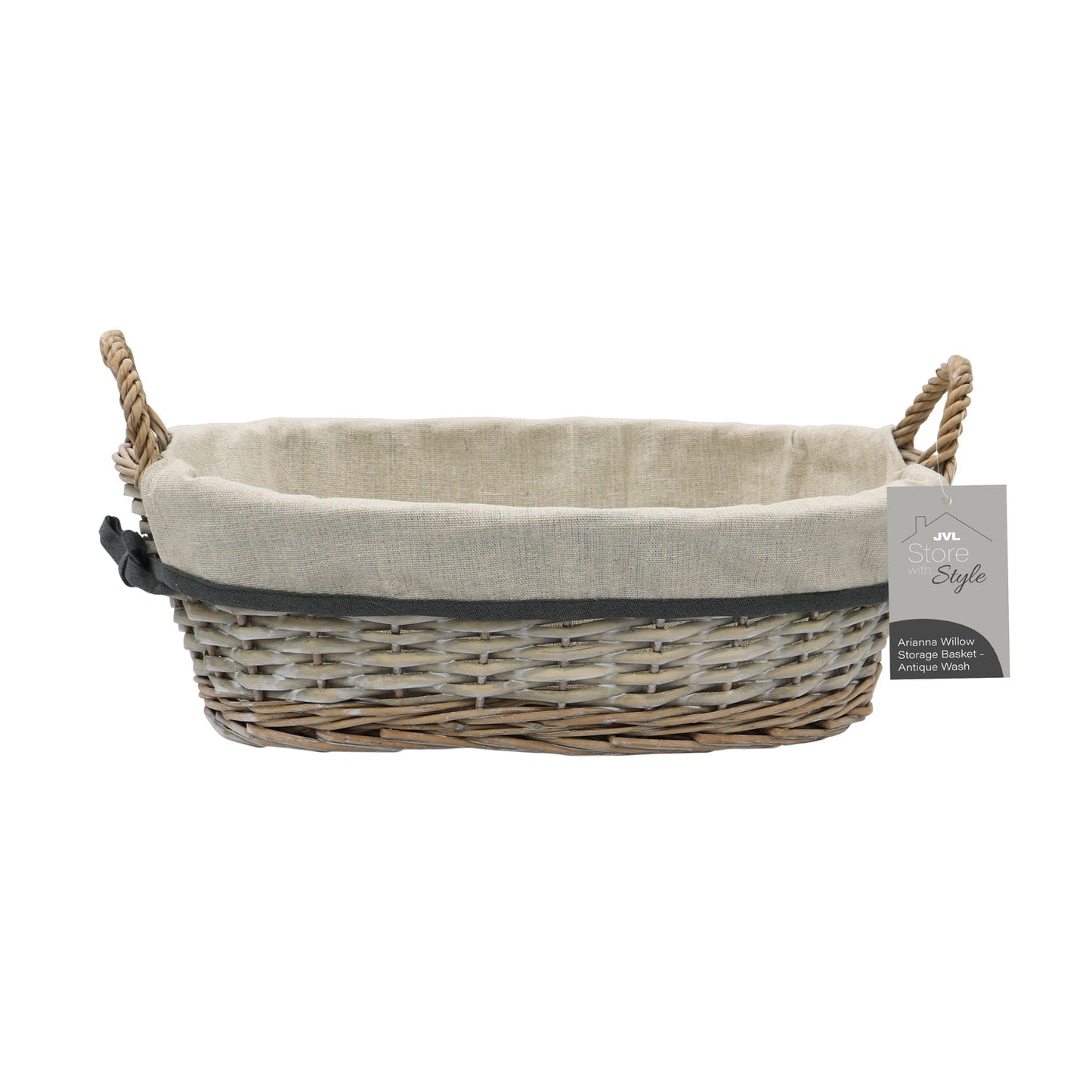 Arianna Antique Wash Oval Willow Storage Basket