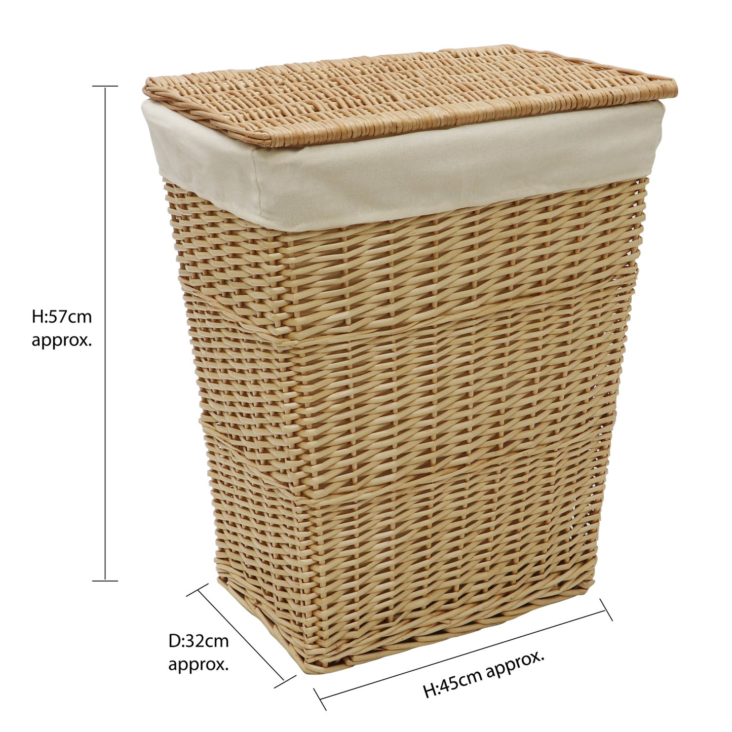 Acacia Honey Rectangular Willow Laundry Basket