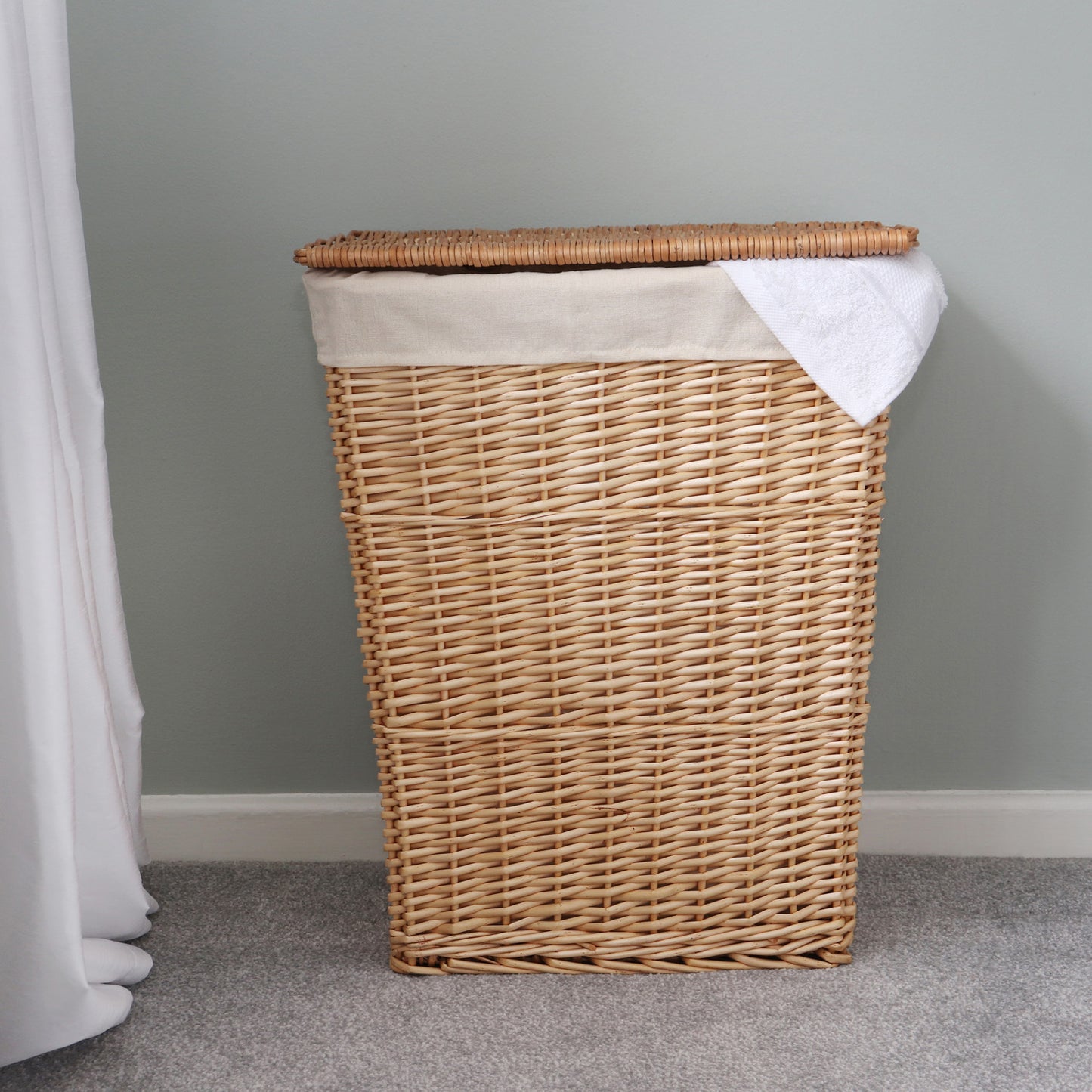 Acacia Honey Rectangular Willow Laundry Basket