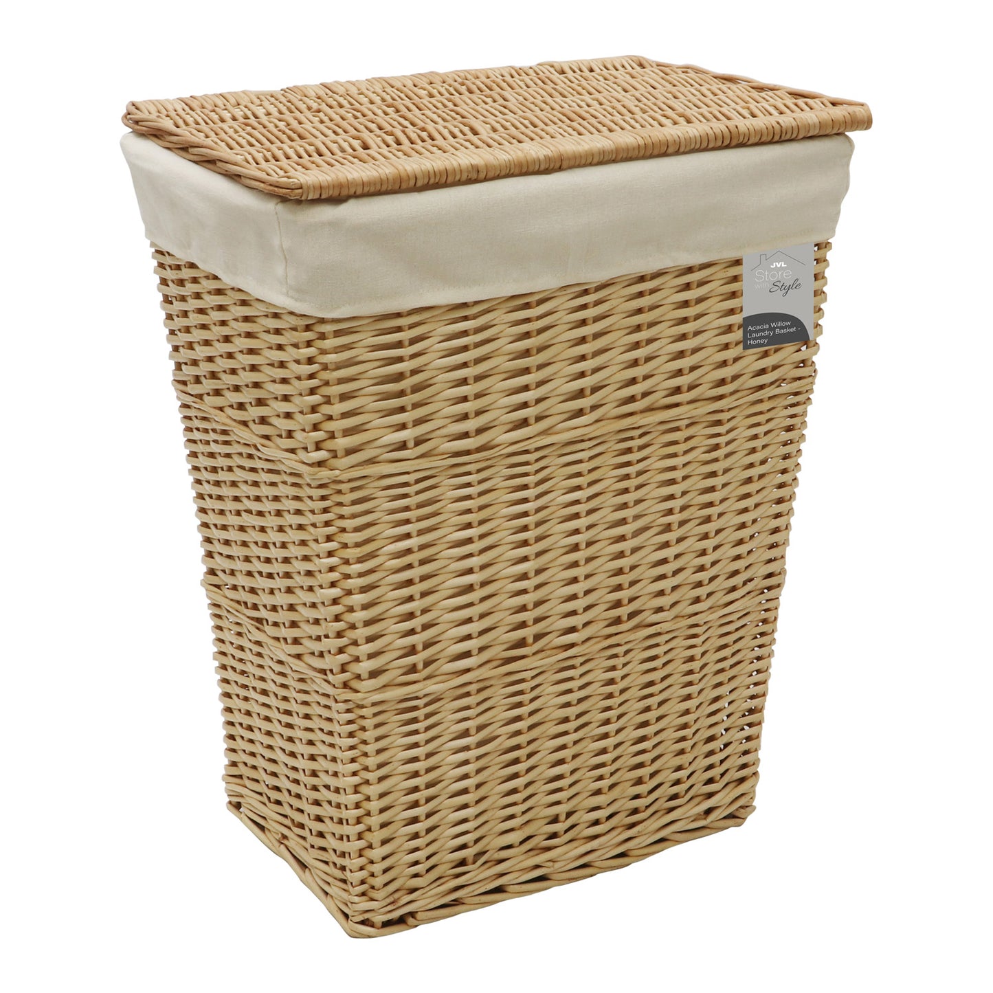 Acacia Honey Rectangular Willow Laundry Basket