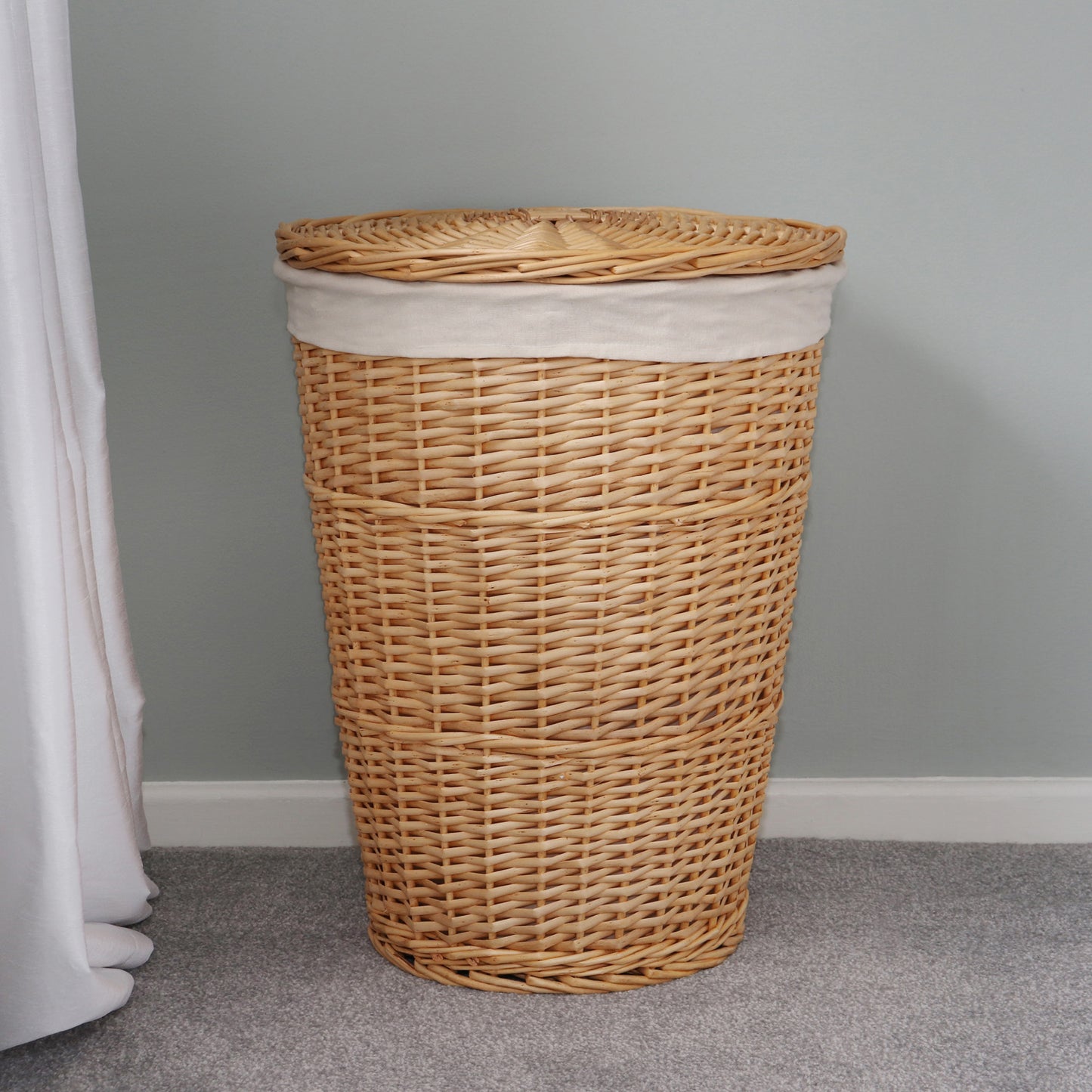 Acacia Honey Round Willow Laundry Basket