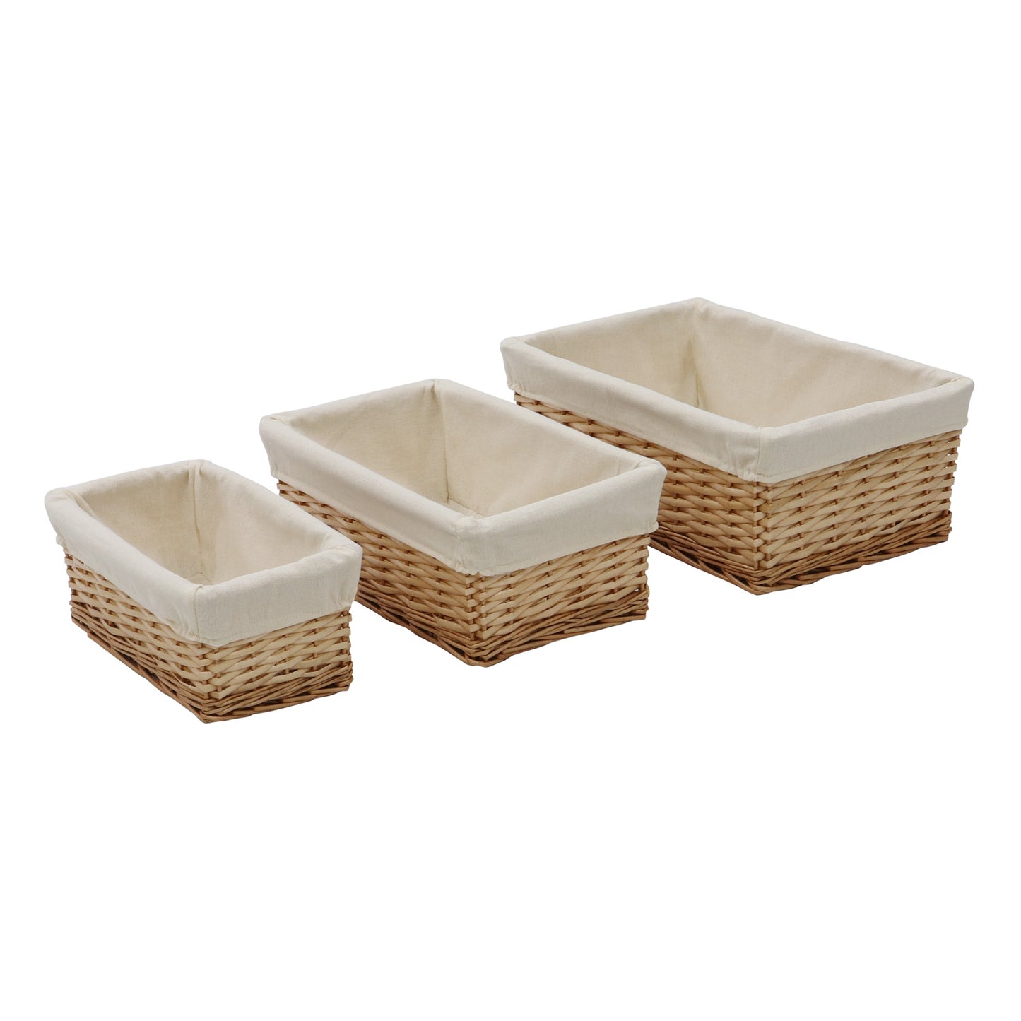 Acacia Honey Set of 3 Rectangular Willow Storage Baskets