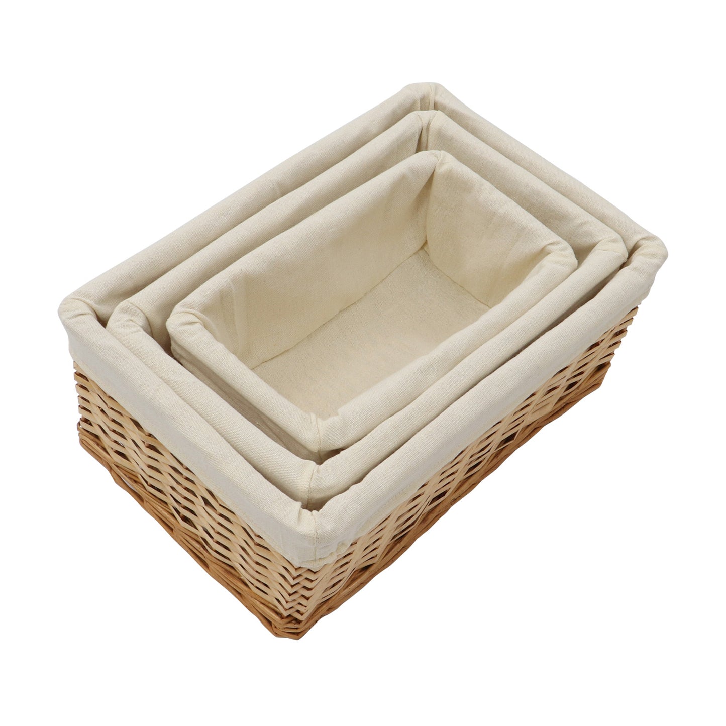 Acacia Honey Set of 3 Rectangular Willow Storage Baskets