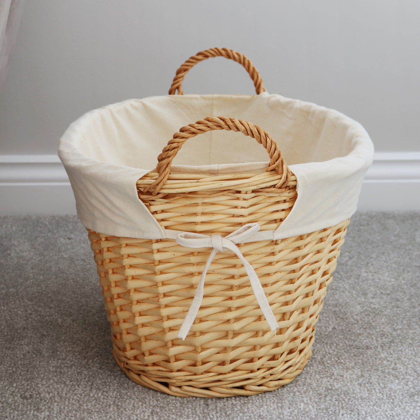 Acacia Honey Oval Willow Storage Basket - Large