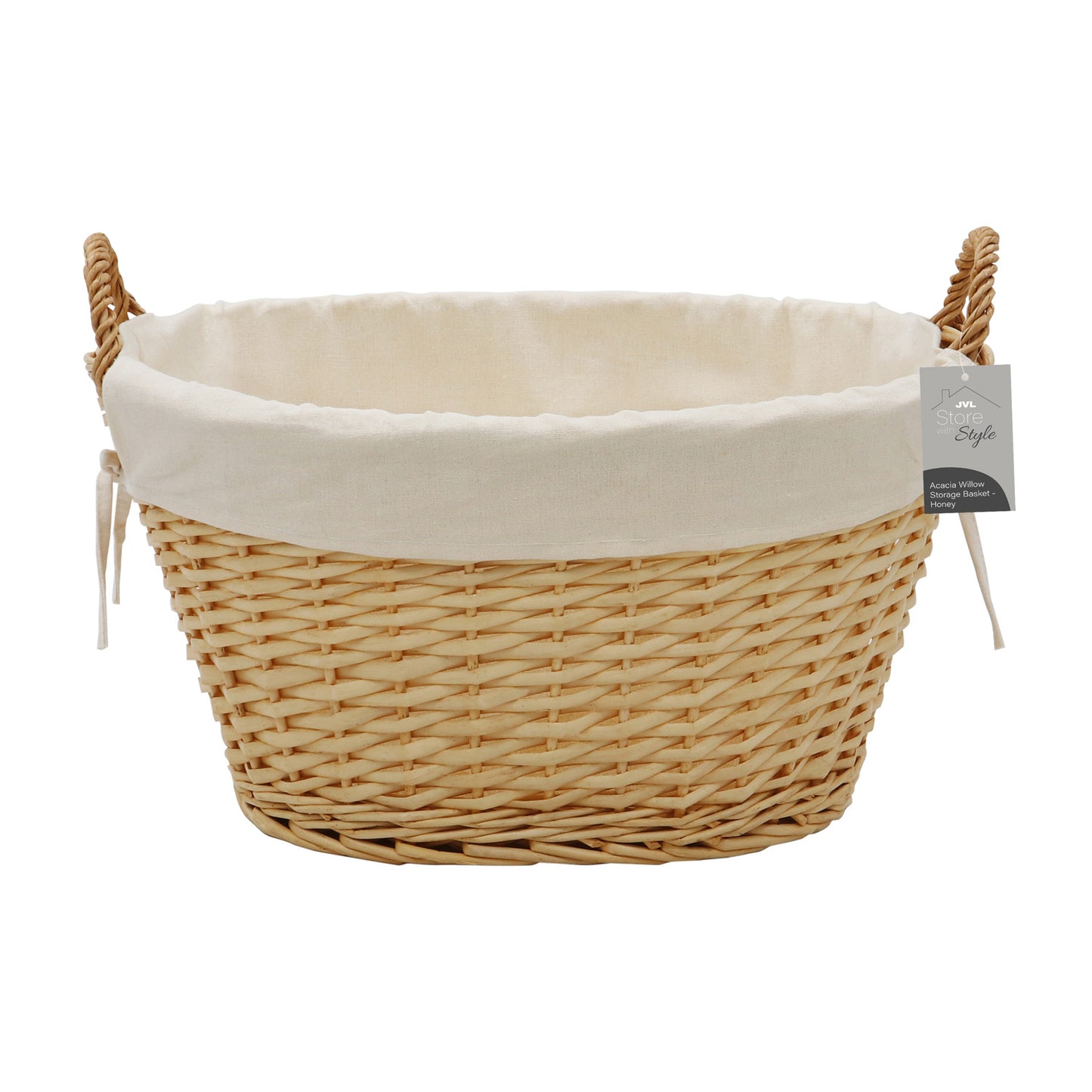 Acacia Honey Oval Willow Storage Basket - Large