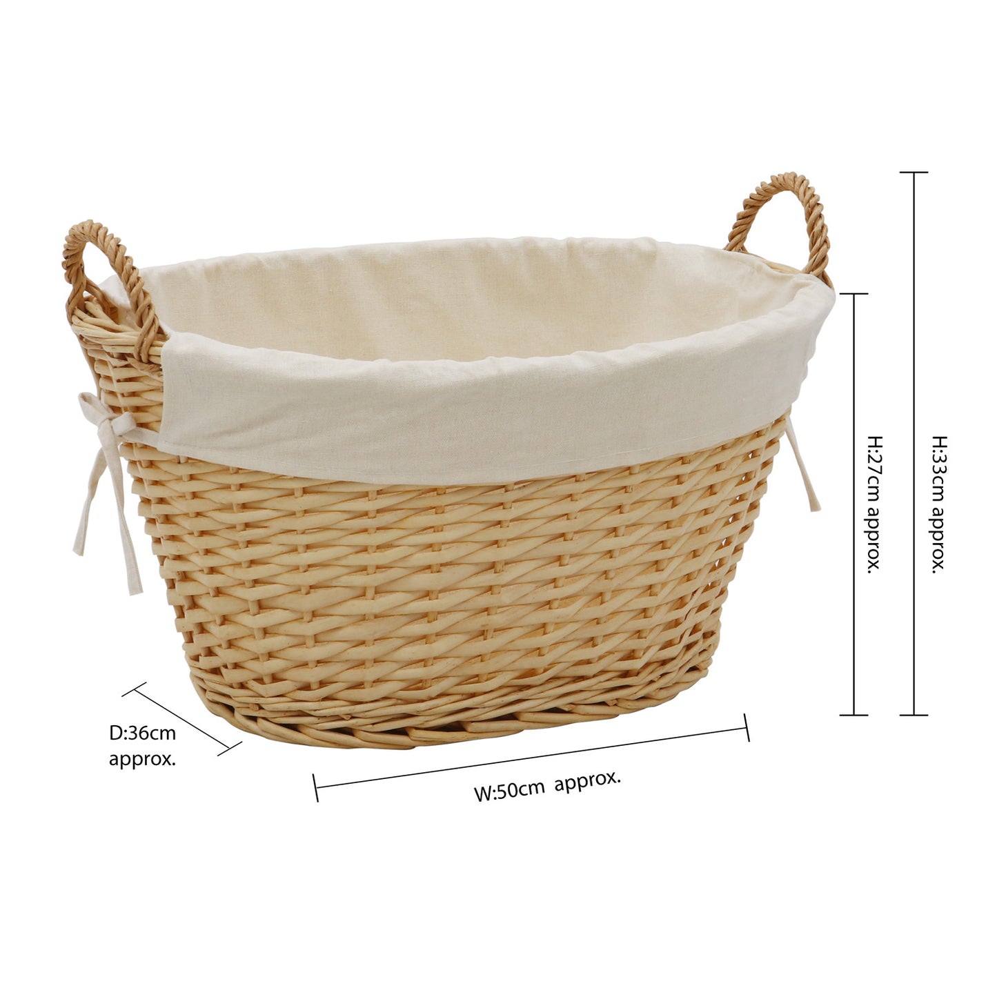 Acacia Honey Oval Willow Storage Basket - Large