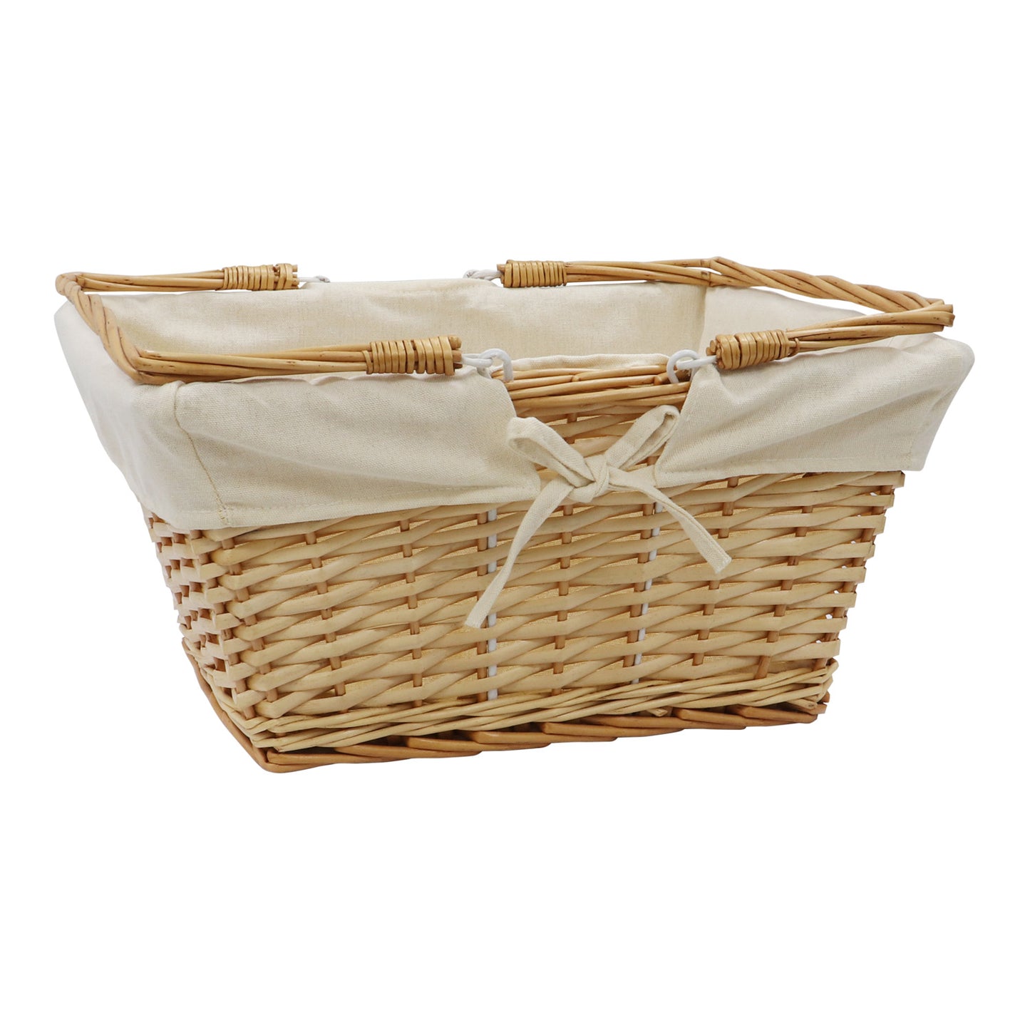 Acacia Honey Rectangular Willow Shopping Basket - Large
