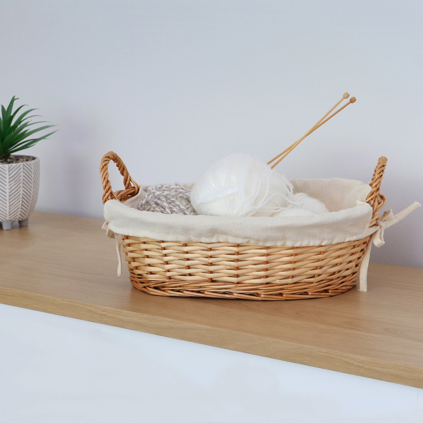 Acacia Honey Oval Willow Storage Basket