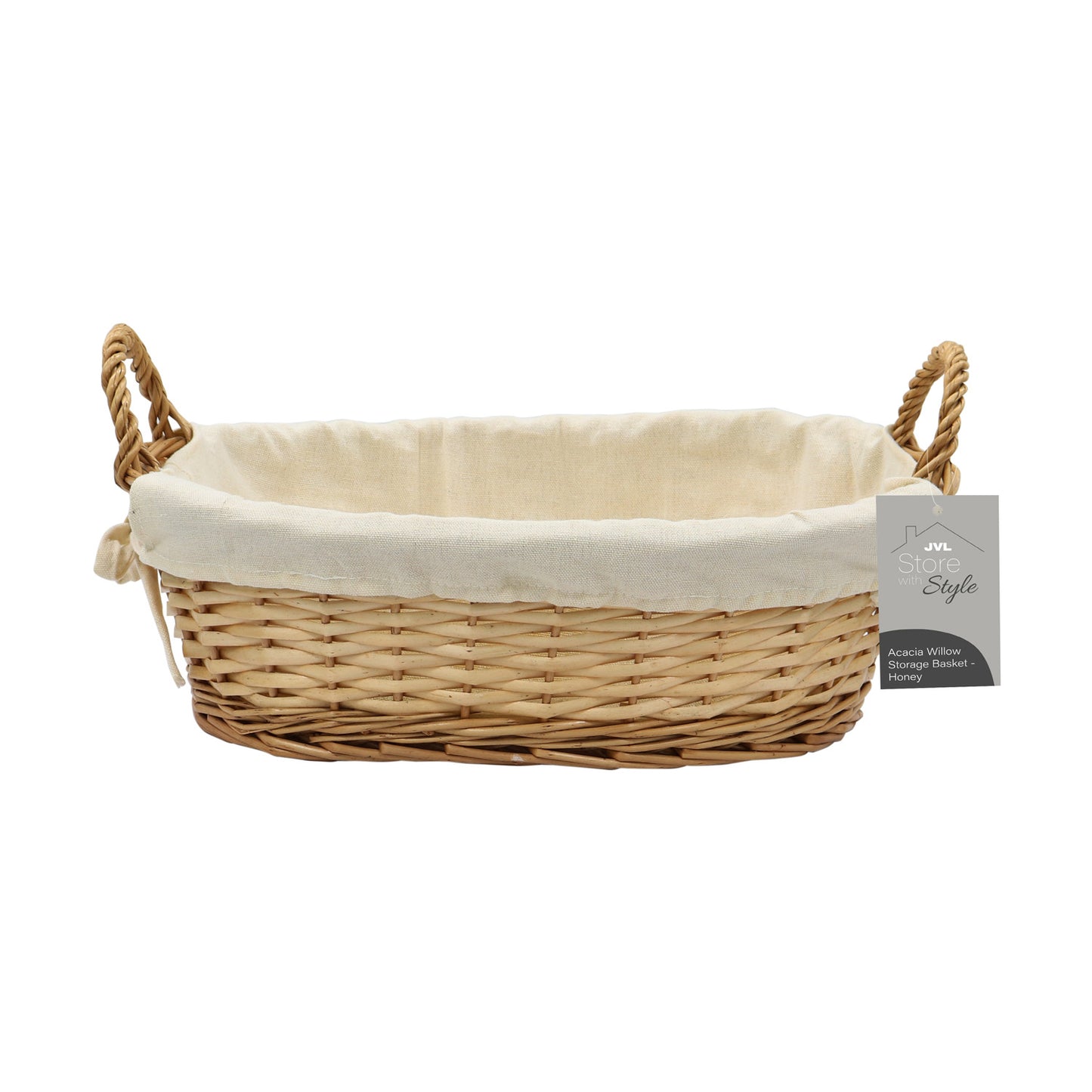 Acacia Honey Oval Willow Storage Basket