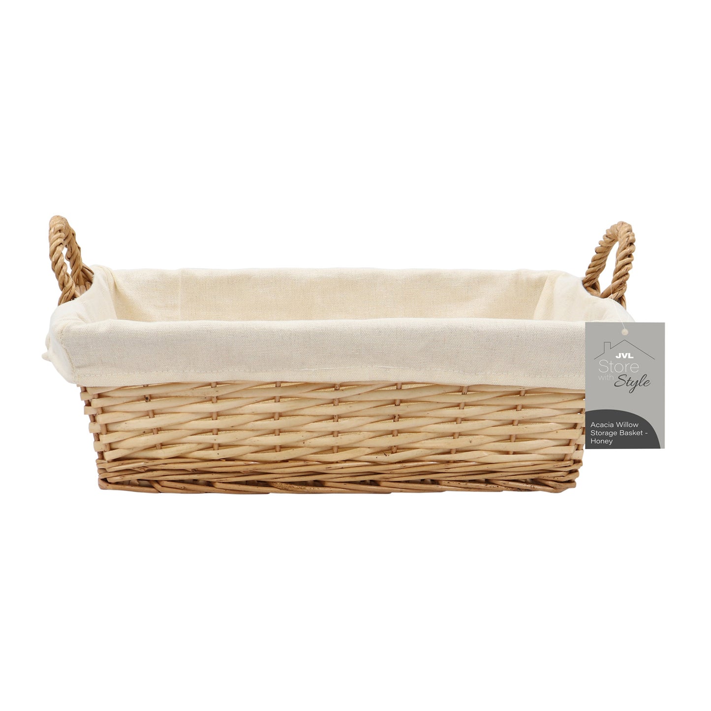 Acacia Honey Rectangular Willow Storage Basket