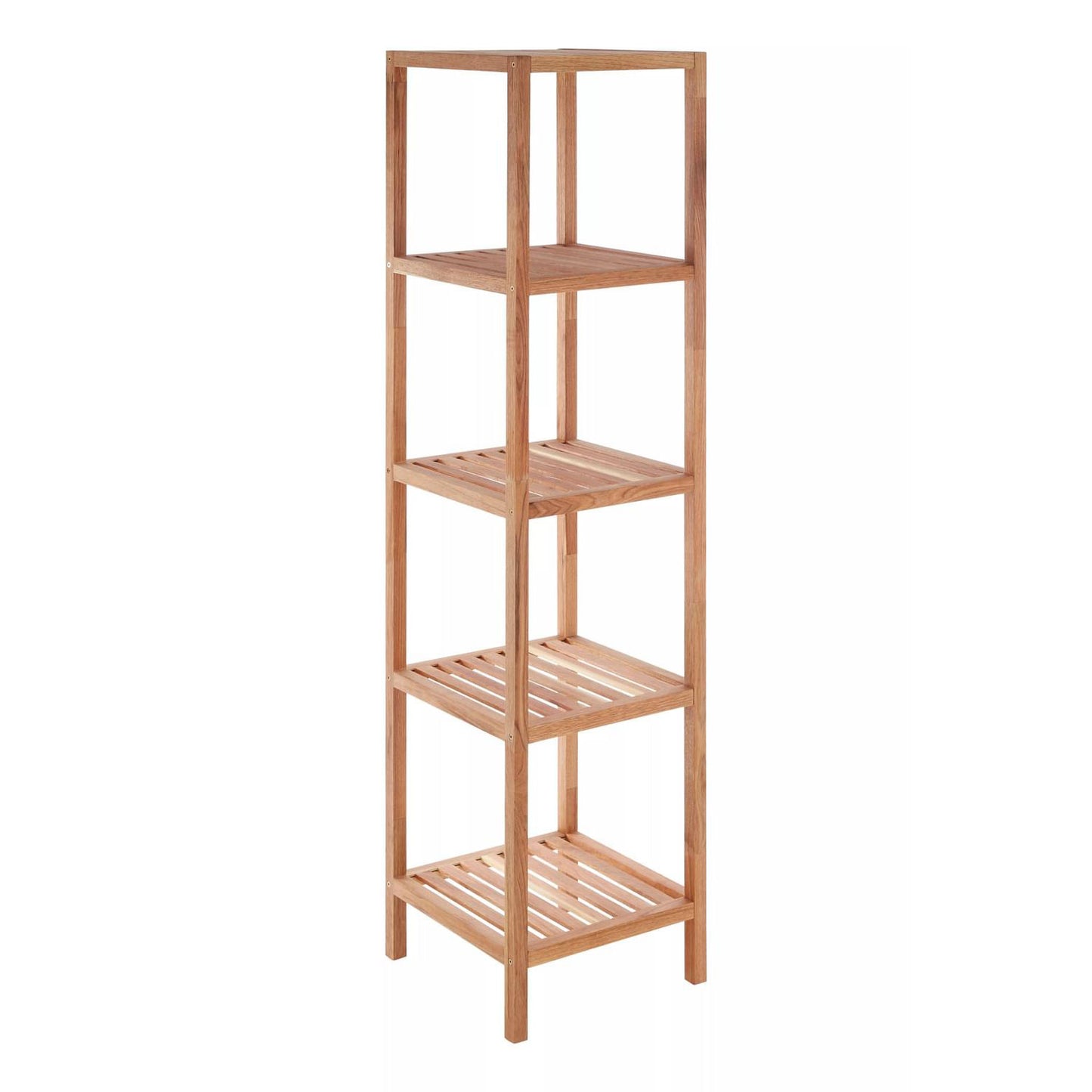 Arla Walnut 5 Tier Wood Bathroom Shelf Unit