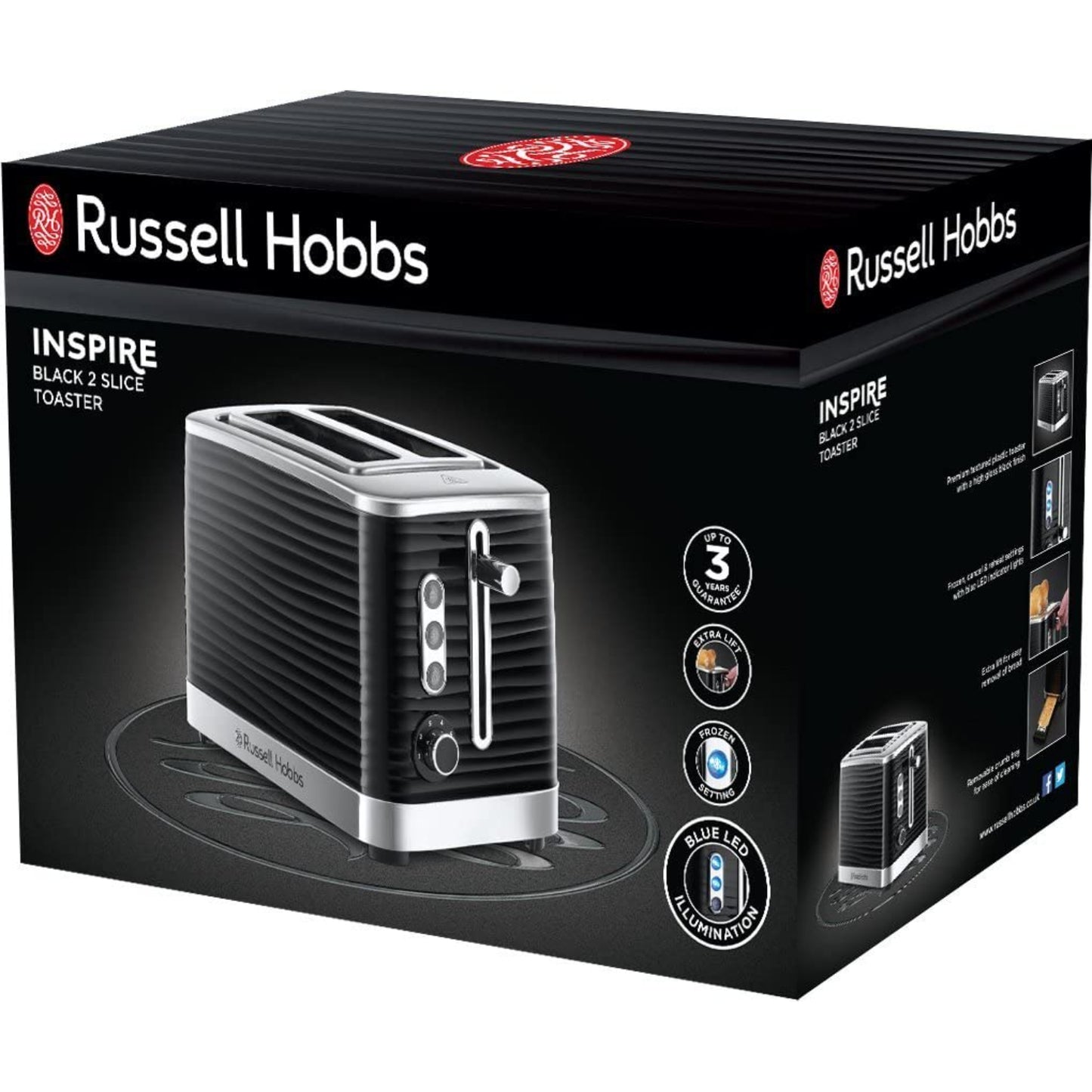 Russell Hobbs Black Inspire 2 Slice Toaster