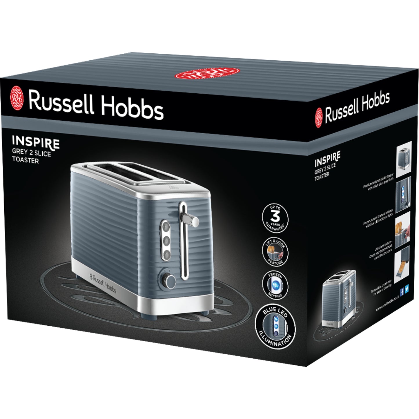 Russell Hobbs Grey Inspire 2 Slice Toaster