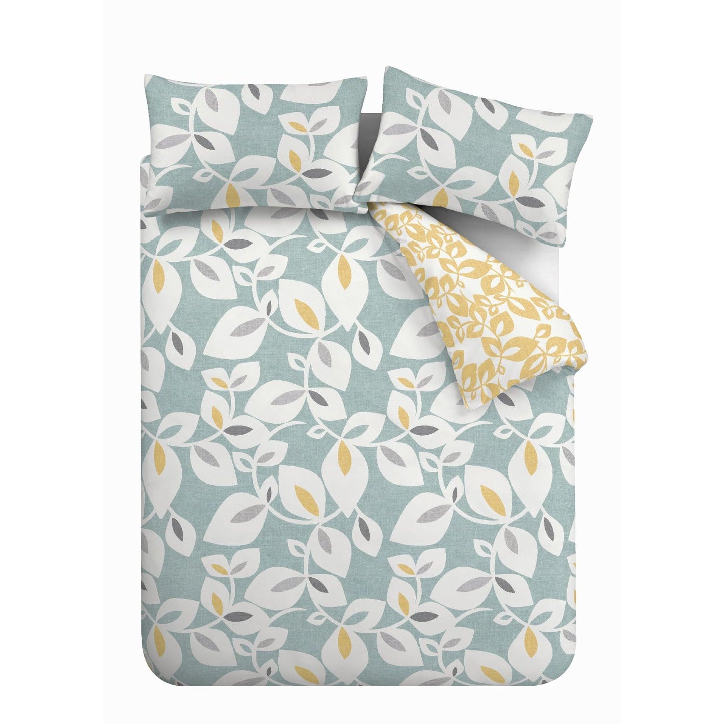 Catherine Lansfield Inga Leaf Teal Reversible Duvet Set