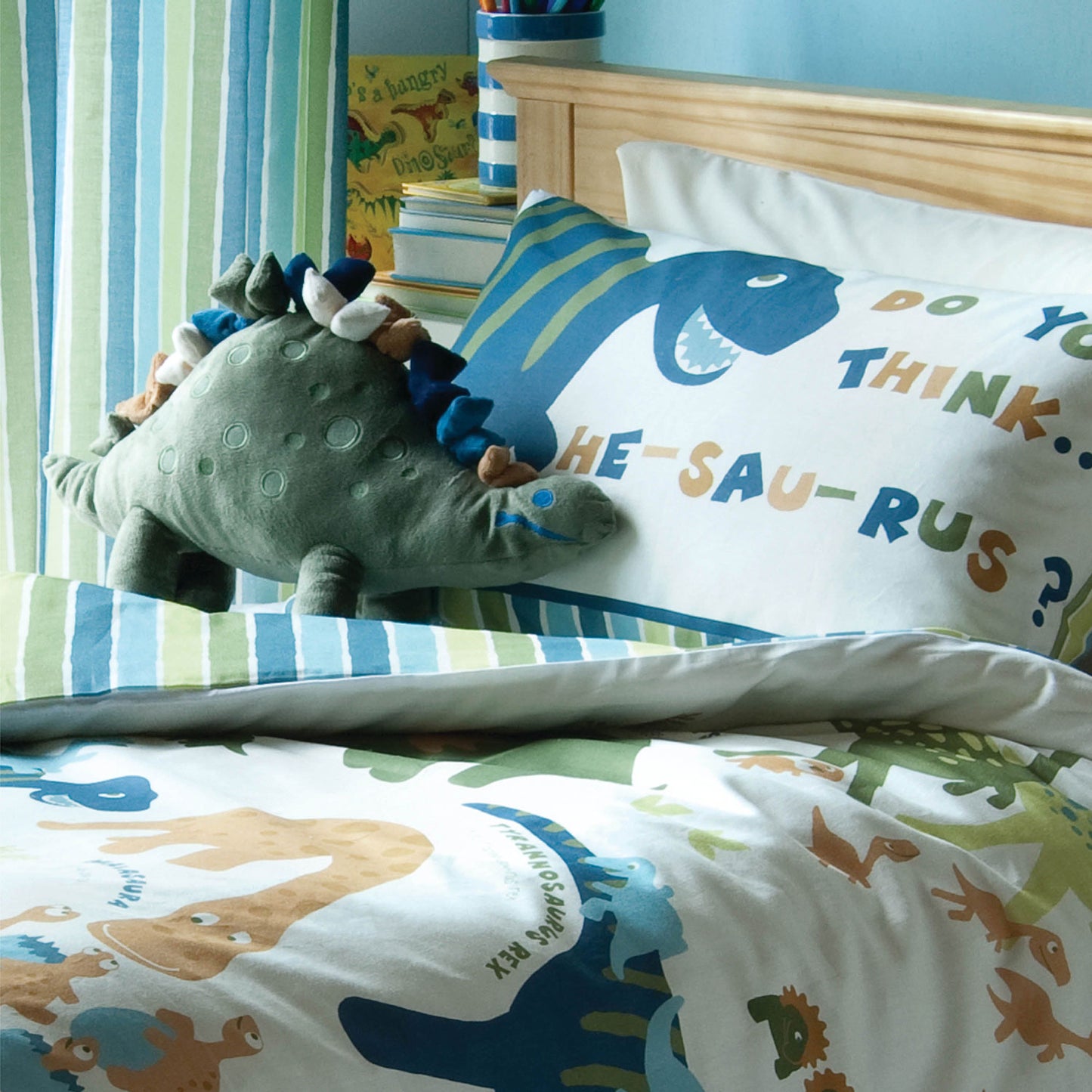 Catherine Lansfield Green Dinosaur 3D Shaped Cushion