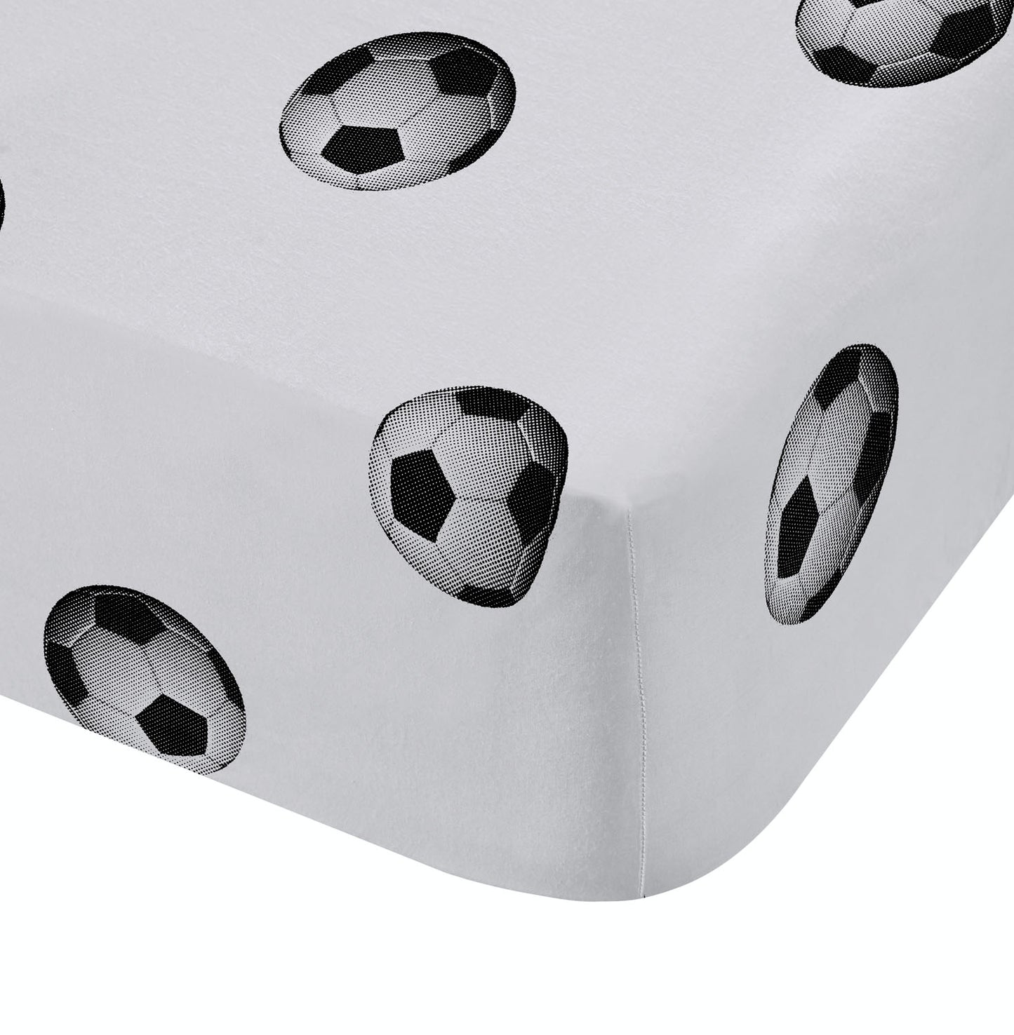 Catherine Lansfield Black And White Football Fitted Sheet