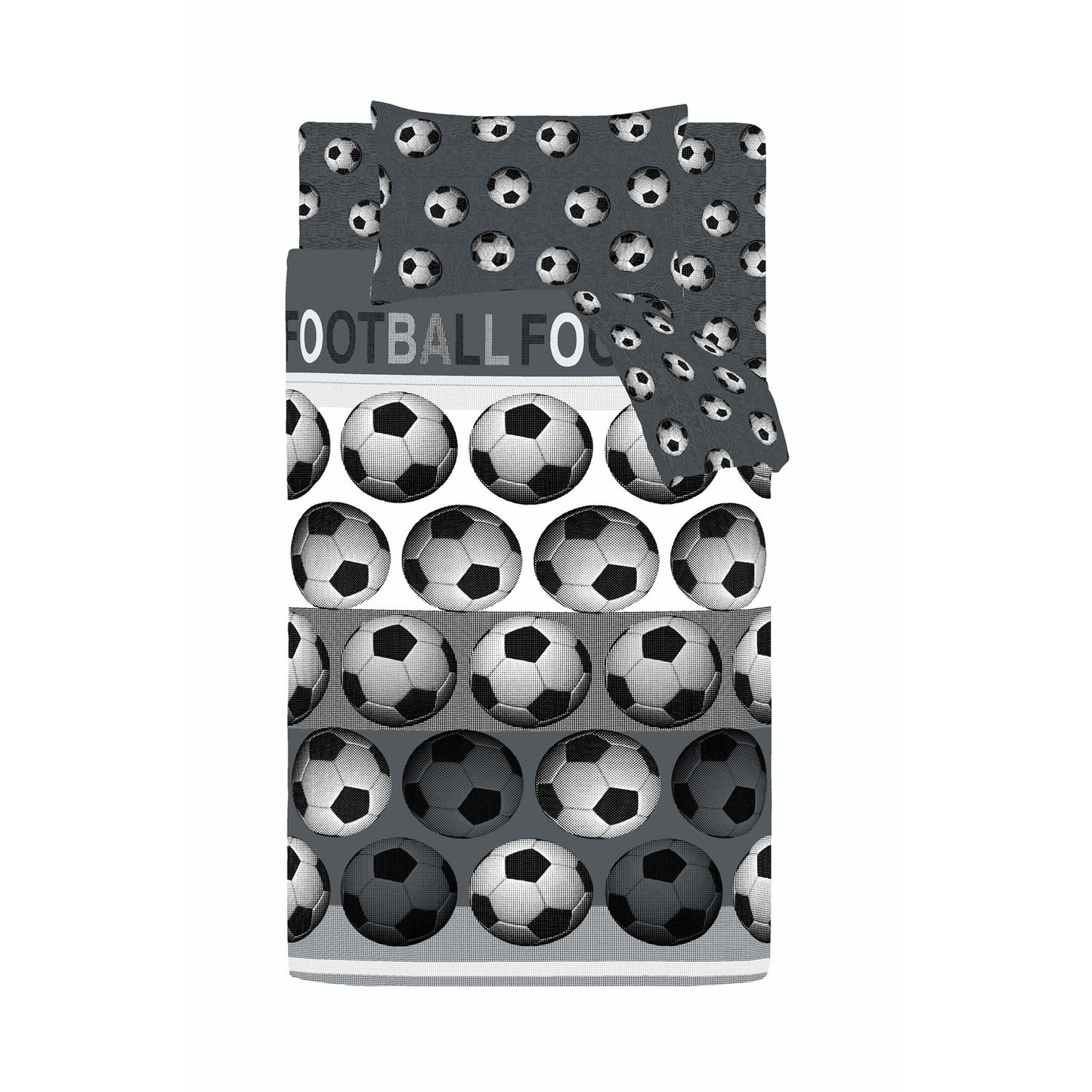Catherine Lansfield Grey Football Reversible Duvet Set