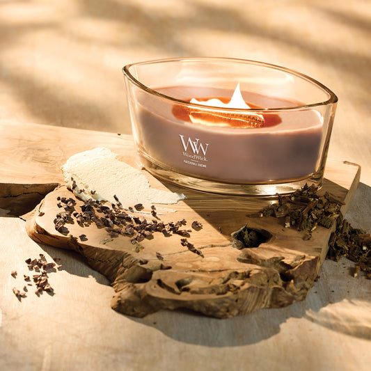 Woodwick Ellipse Patchouli Creme Candle