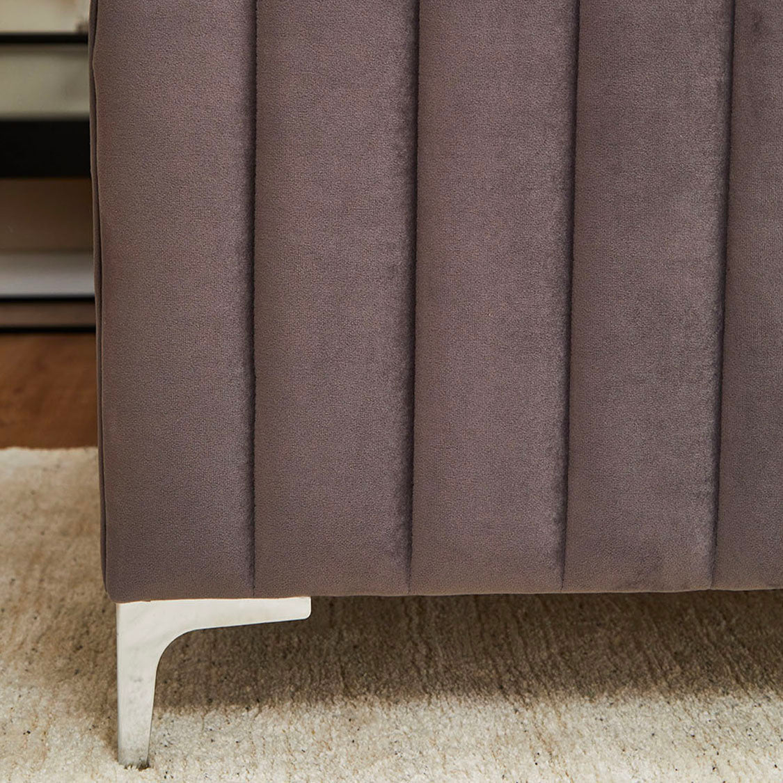 Armitage Soft Velvet Grey Fabric Bed