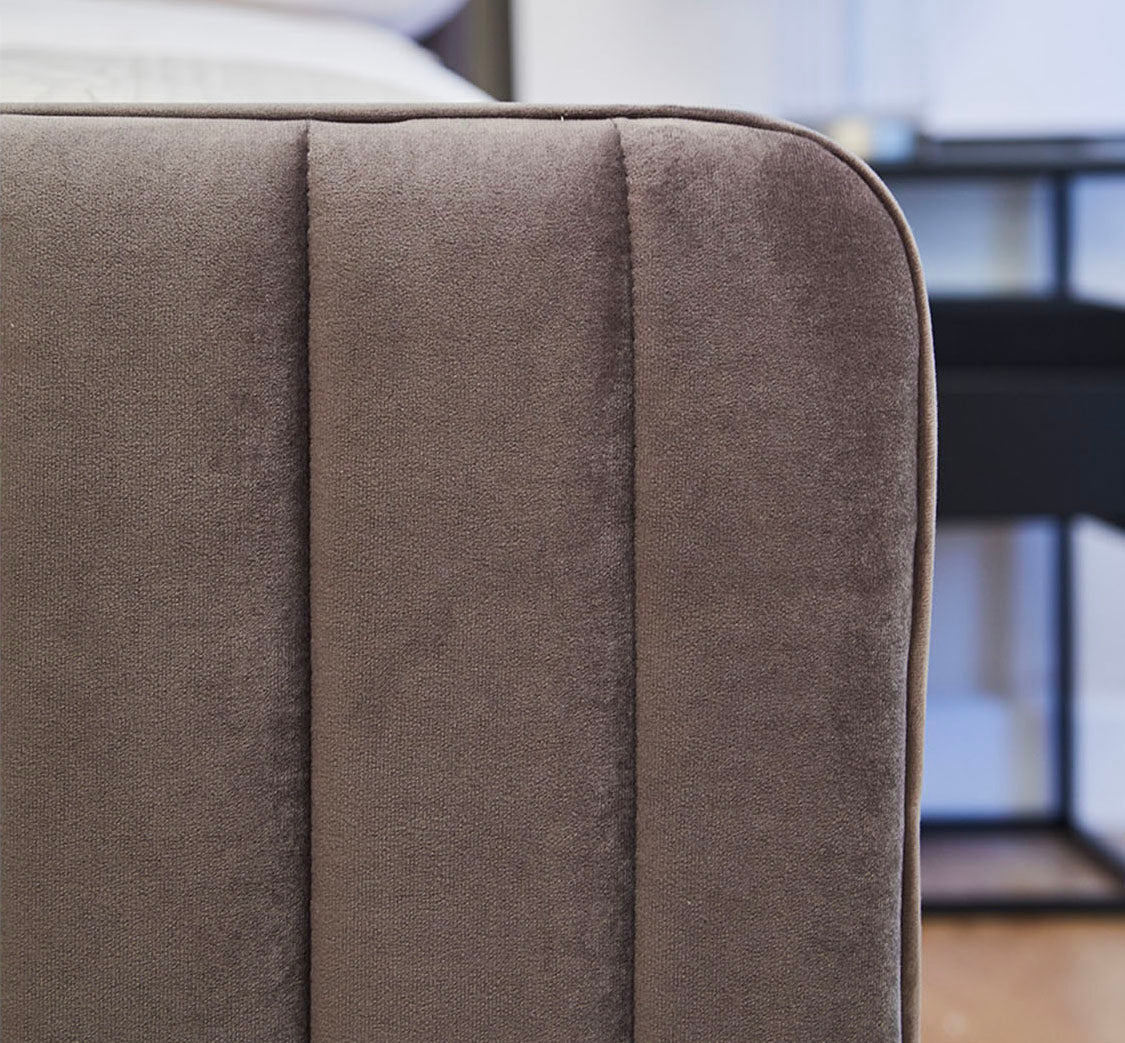 Armitage Soft Velvet Grey Fabric Bed
