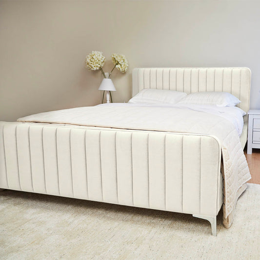 Armitage Soft Velvet Ecru Fabric Bed