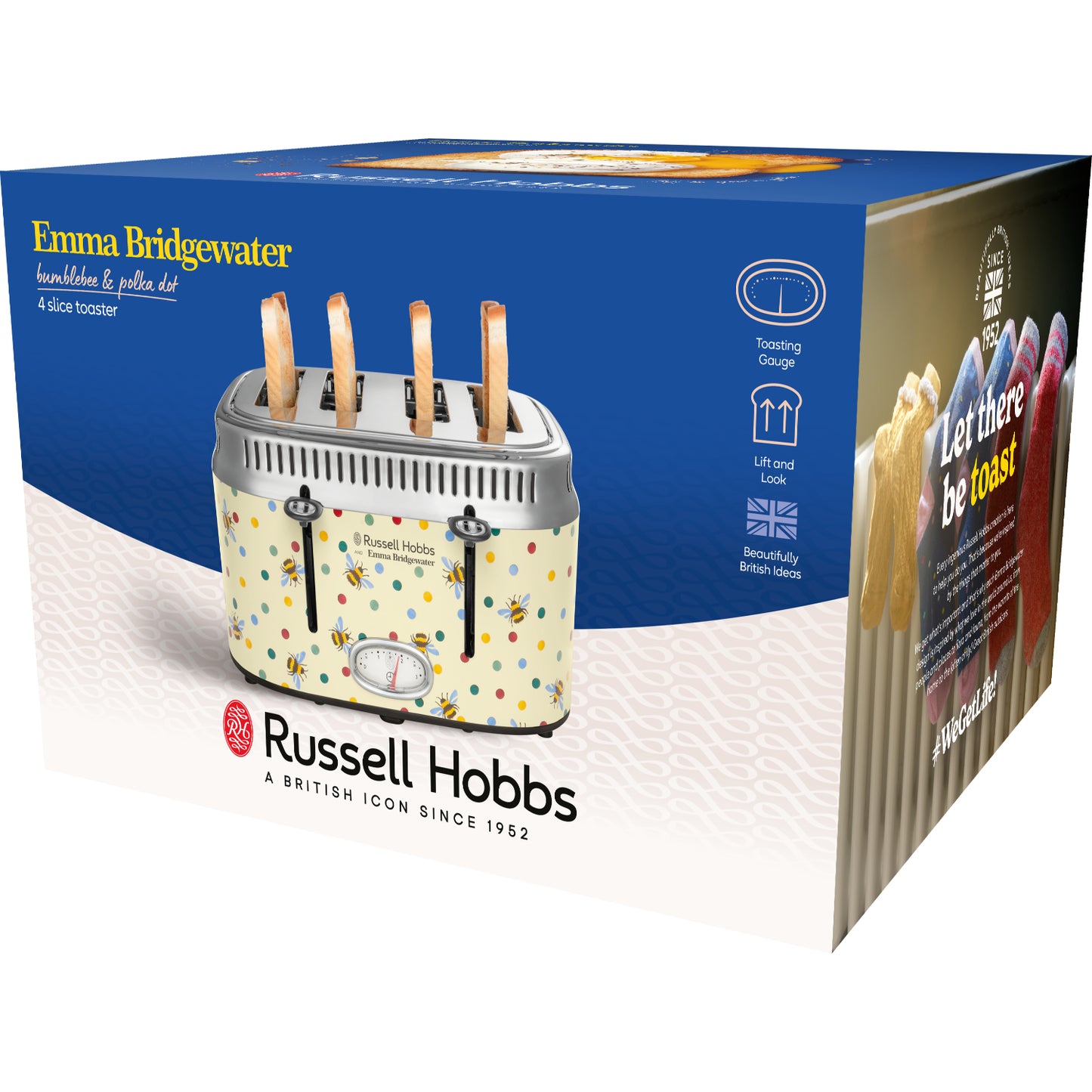 Russell Hobbs Emma Bridgewater Bumblebee And Polka Dot 4 Slice Toaster