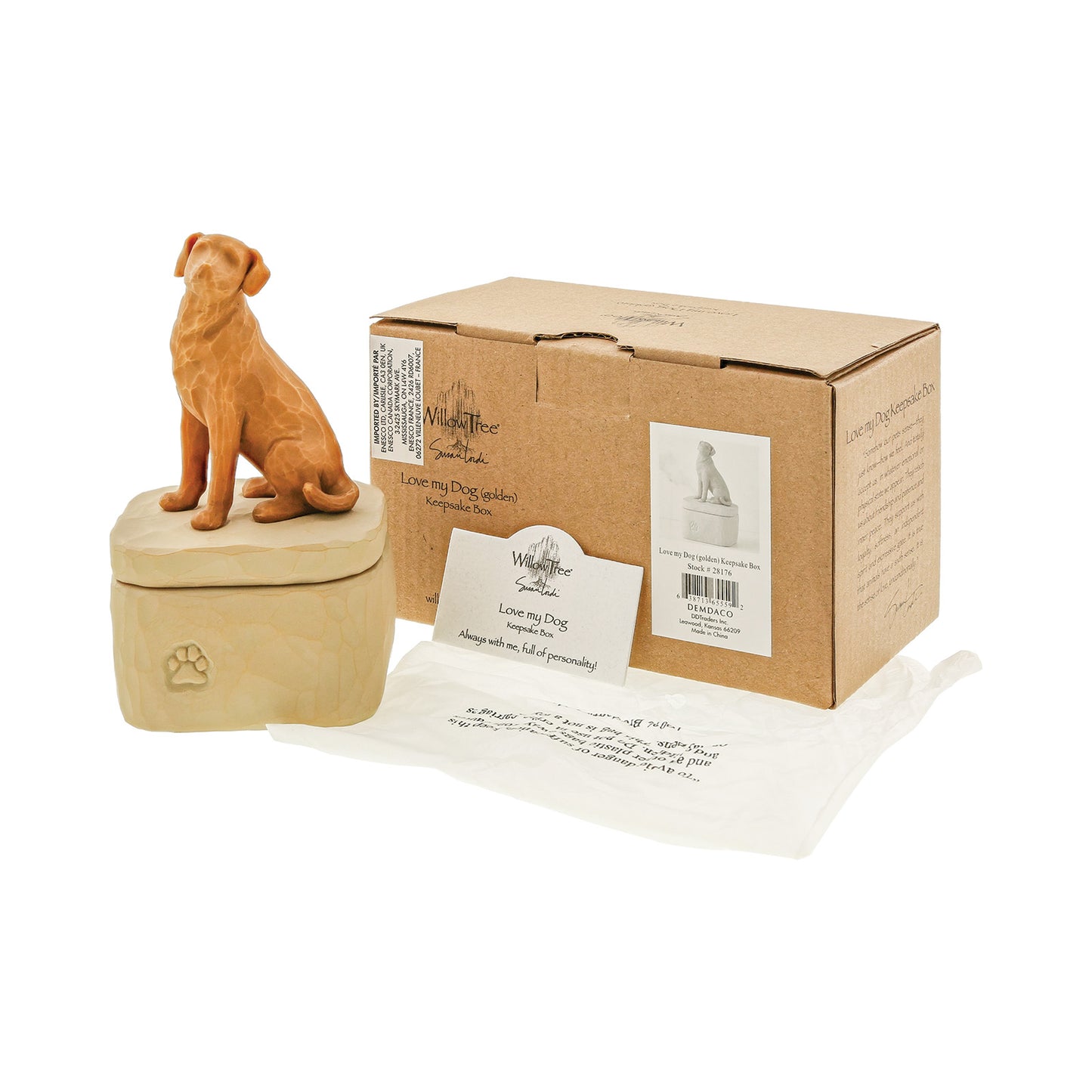 Willow Tree Love My Dog Golden Keepsake Box