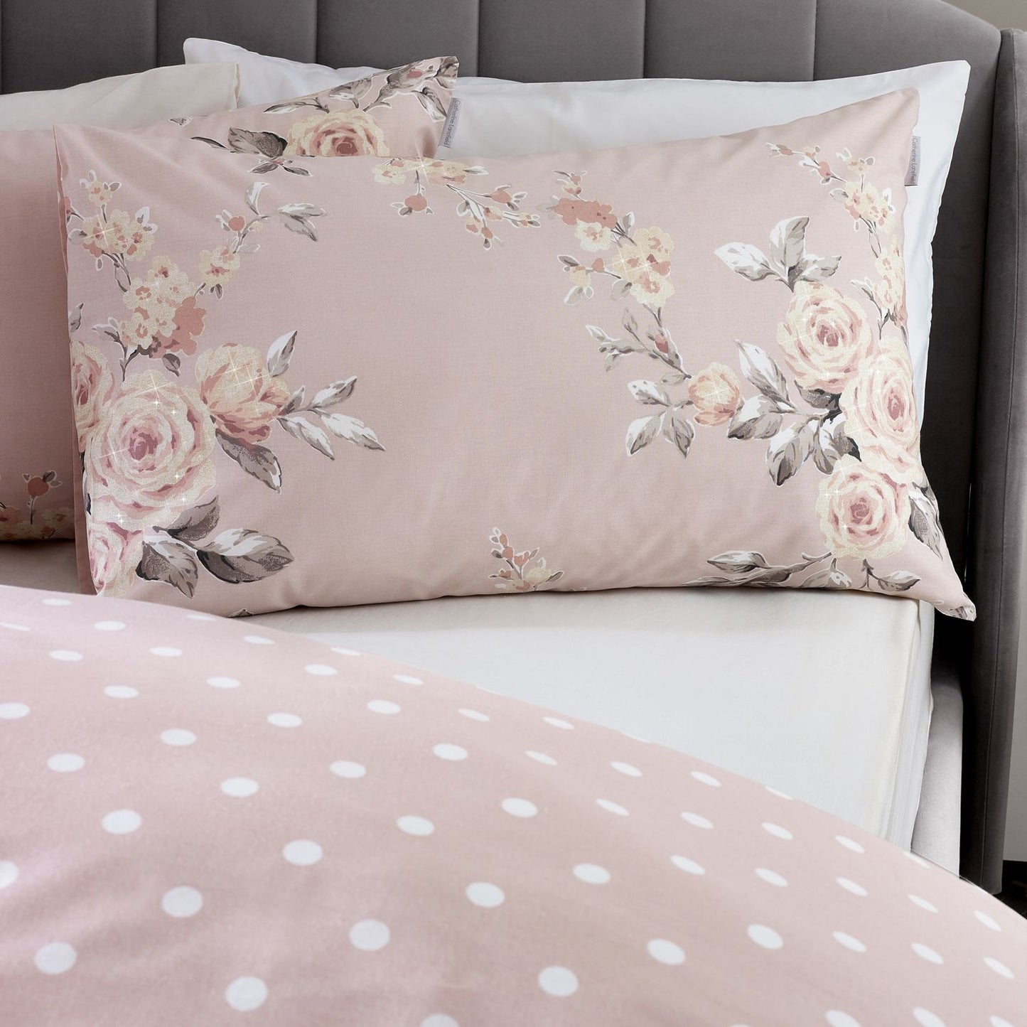 Catherine Lansfield Canterbury Blush Floral Reversible Duvet Set