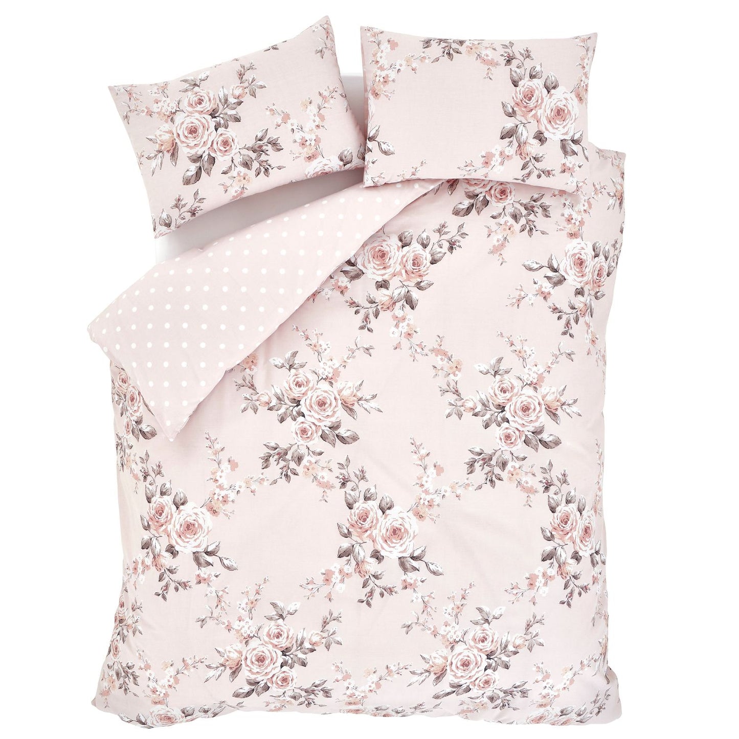 Catherine Lansfield Canterbury Blush Floral Reversible Duvet Set